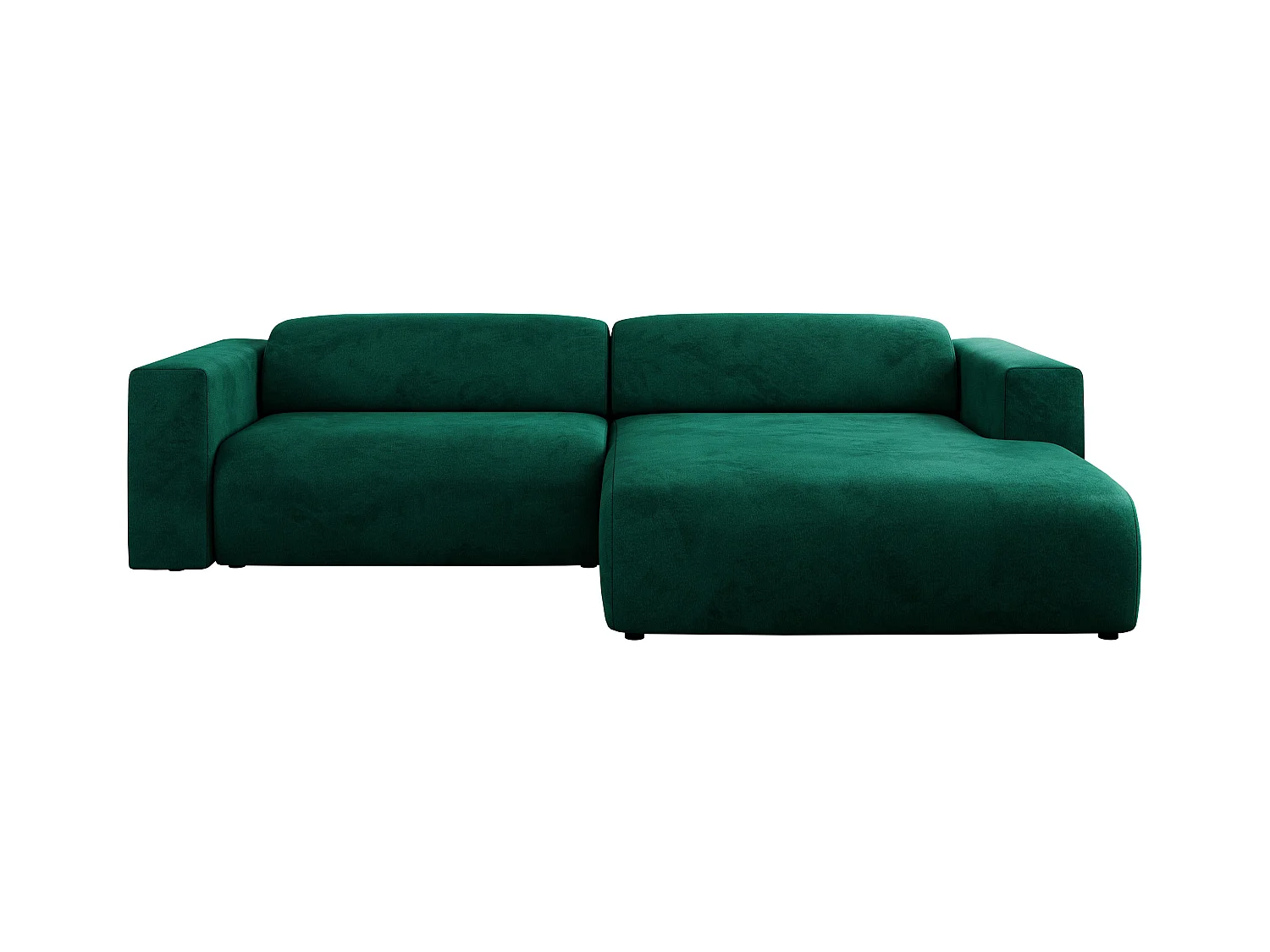 Ecksofa PASADENA - mit Armlehnen, Wohnlandschaft, freistehendes Sofa, große Ecke - Dunkelgrün Velvet - Ecke Rechts
