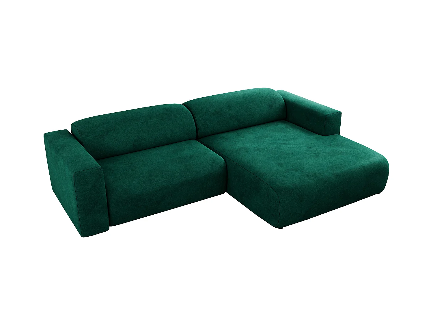 Ecksofa PASADENA - mit Armlehnen, Wohnlandschaft, freistehendes Sofa, große Ecke - Dunkelgrün Velvet - Ecke Rechts
