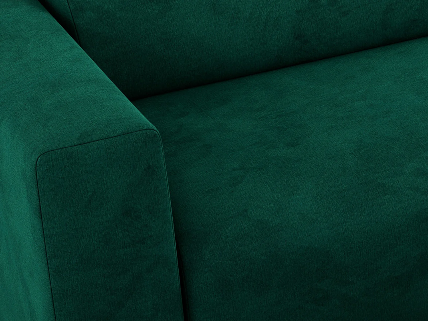 Ecksofa PASADENA - mit Armlehnen, Wohnlandschaft, freistehendes Sofa, große Ecke - Dunkelgrün Velvet - Ecke Rechts