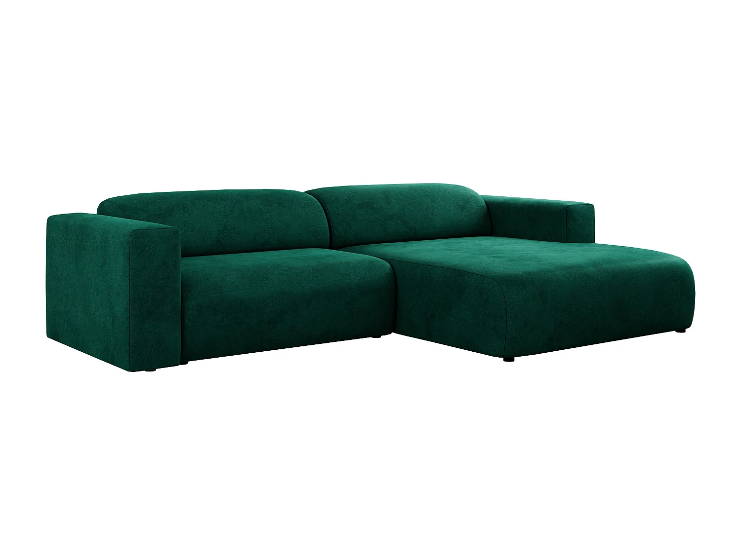 Ecksofa PASADENA - mit Armlehnen, Wohnlandschaft, freistehendes Sofa, große Ecke - Dunkelgrün Velvet - Ecke Rechts
