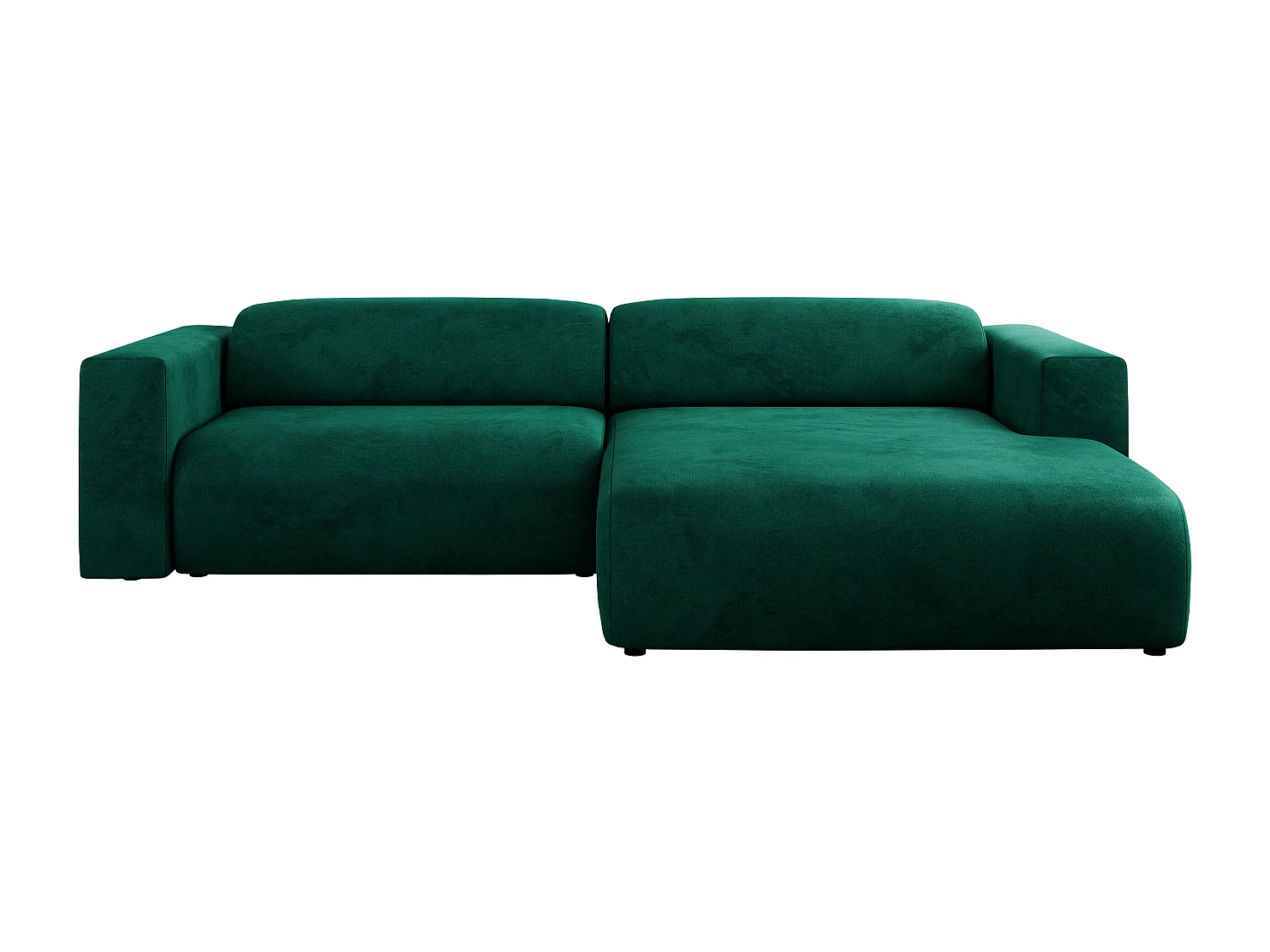 Ecksofa PASADENA - mit Armlehnen, Wohnlandschaft, freistehendes Sofa, große Ecke - Dunkelgrün Velvet - Ecke Rechts