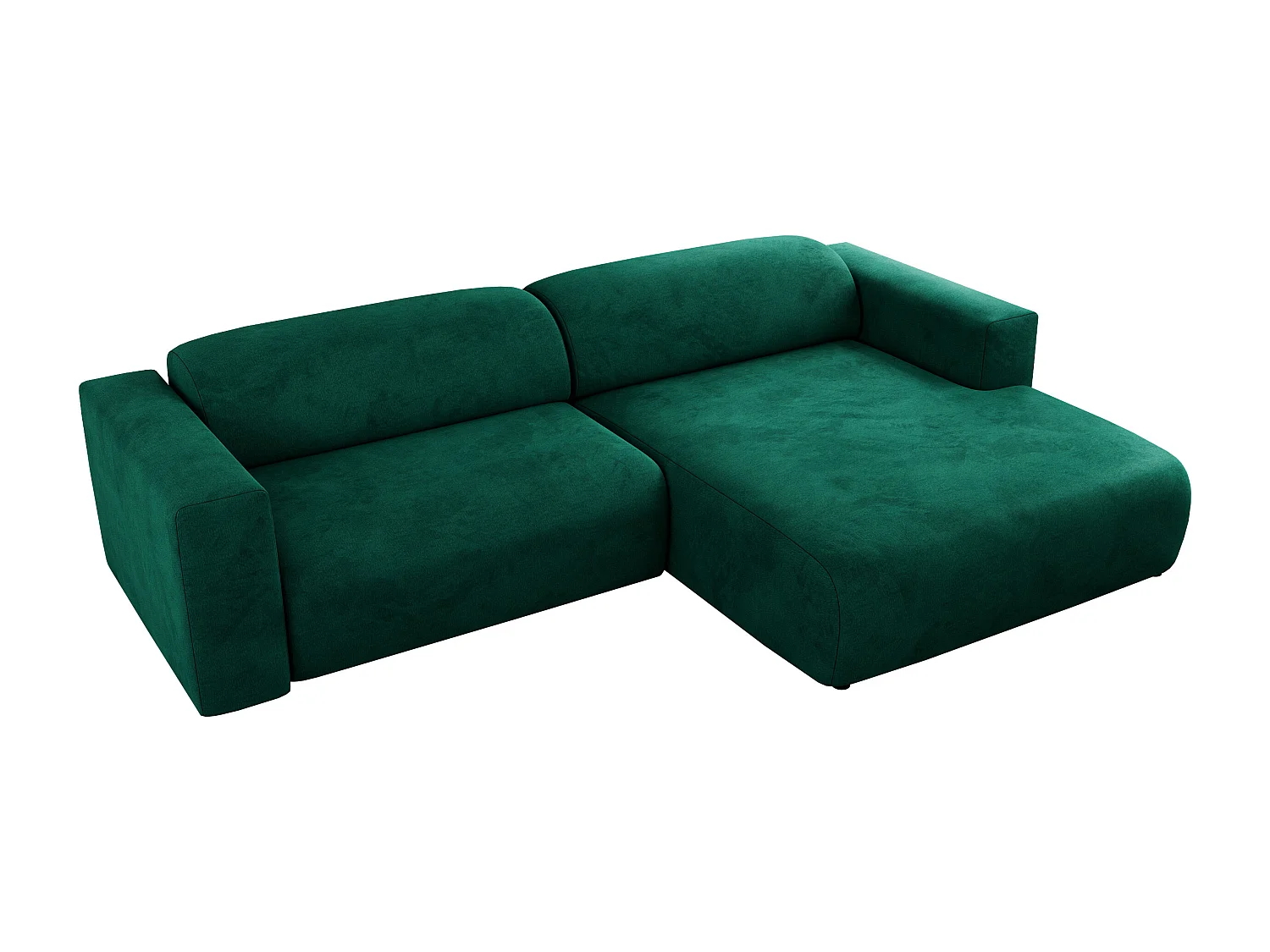 Ecksofa PASADENA - mit Armlehnen, Wohnlandschaft, freistehendes Sofa, große Ecke - Dunkelgrün Velvet - Ecke Rechts