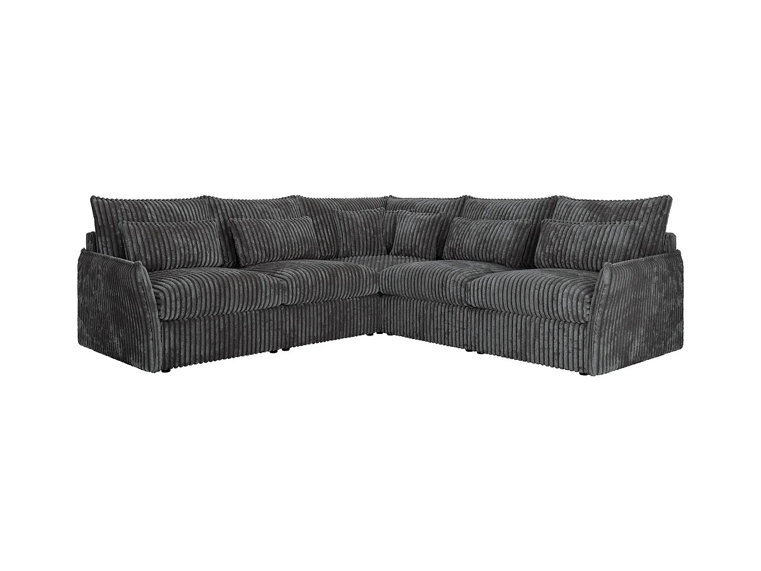 Ecksofa VERSO - modulare L-förmige Ecke, lose Kissen, Wohnlandschaft - Dunkelgrau Cord