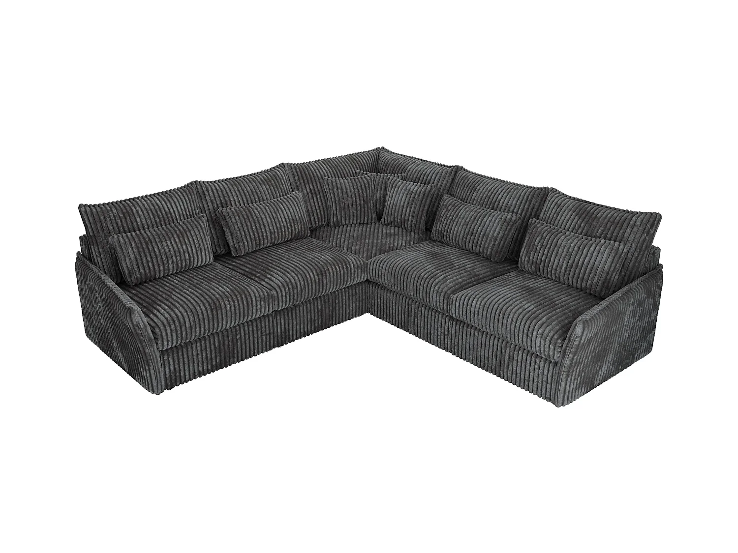 Ecksofa VERSO - modulare L-förmige Ecke, lose Kissen, Wohnlandschaft - Dunkelgrau Cord