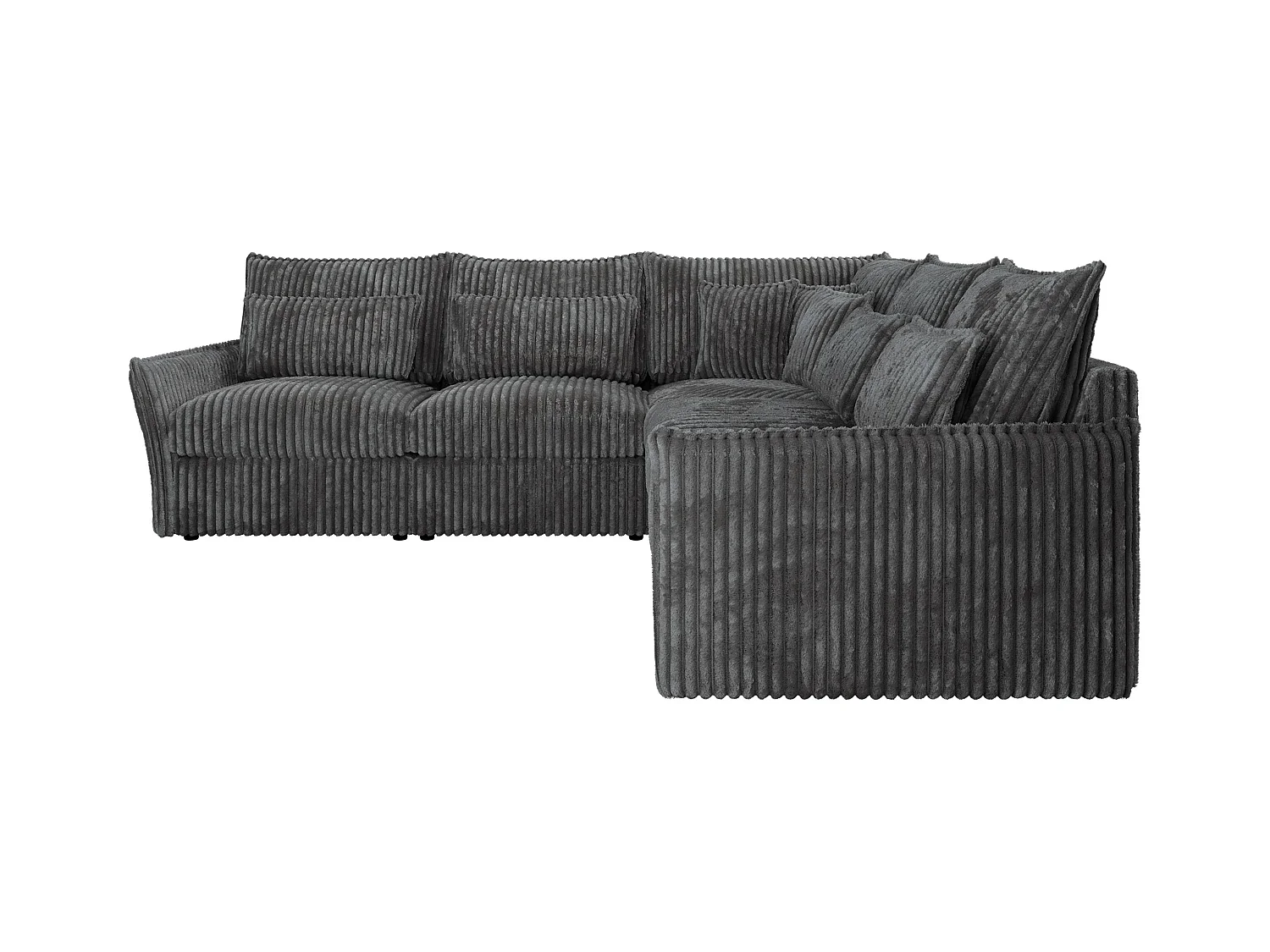 Ecksofa VERSO - modulare L-förmige Ecke, lose Kissen, Wohnlandschaft - Dunkelgrau Cord