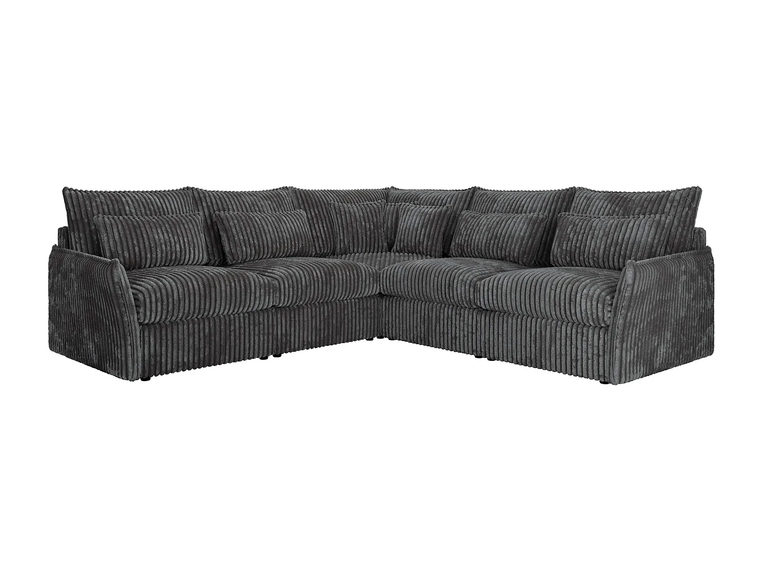 Ecksofa VERSO - modulare L-förmige Ecke, lose Kissen, Wohnlandschaft - Dunkelgrau Cord