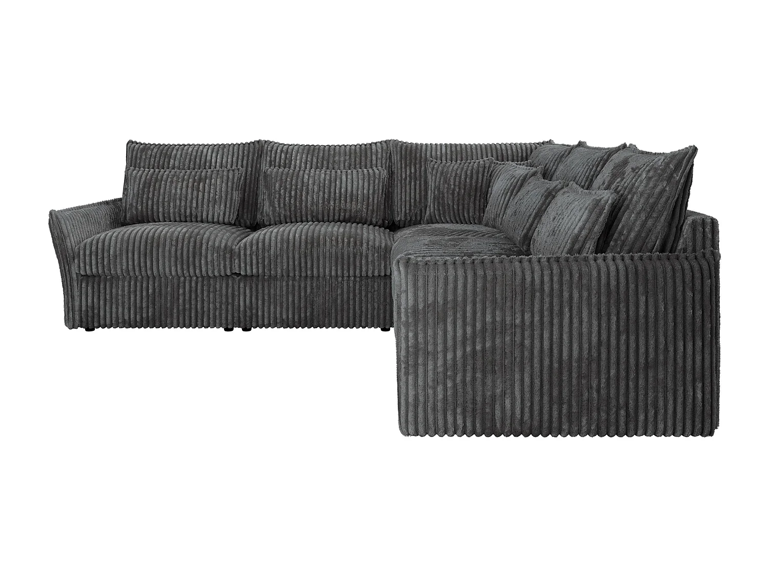 Ecksofa VERSO - modulare L-förmige Ecke, lose Kissen, Wohnlandschaft - Dunkelgrau Cord