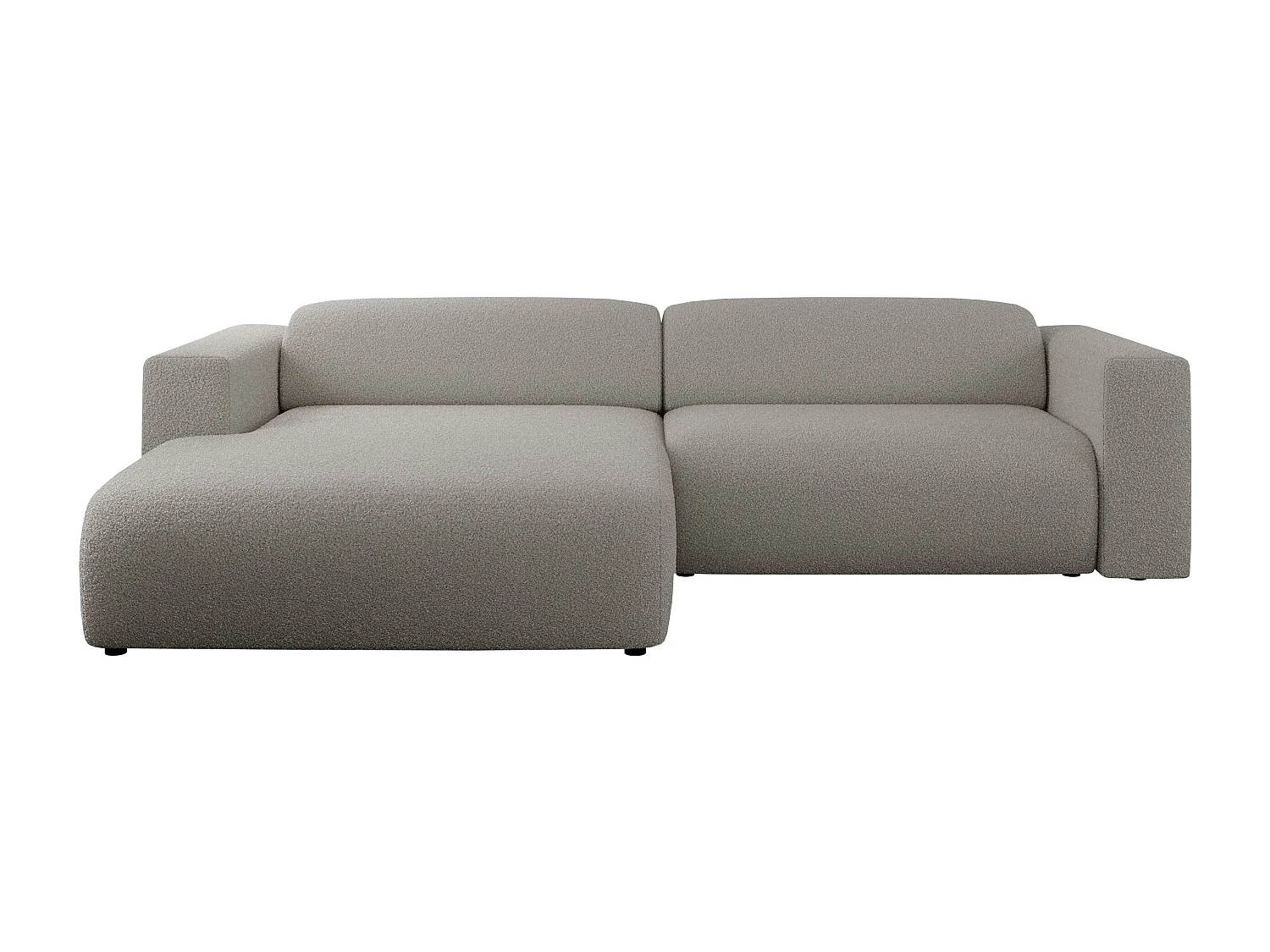 Ecksofa PASADENA - mit Armlehnen, Wohnlandschaft, freistehendes Sofa, große Ecke - Grau Boucle - Ecke Links