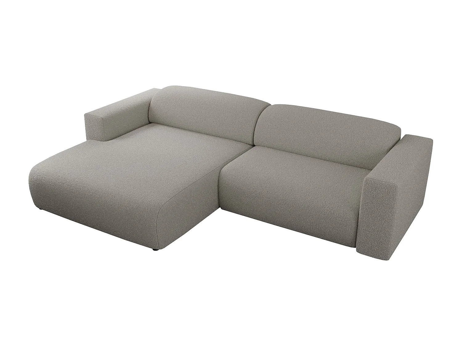 Ecksofa PASADENA - mit Armlehnen, Wohnlandschaft, freistehendes Sofa, große Ecke - Grau Boucle - Ecke Links
