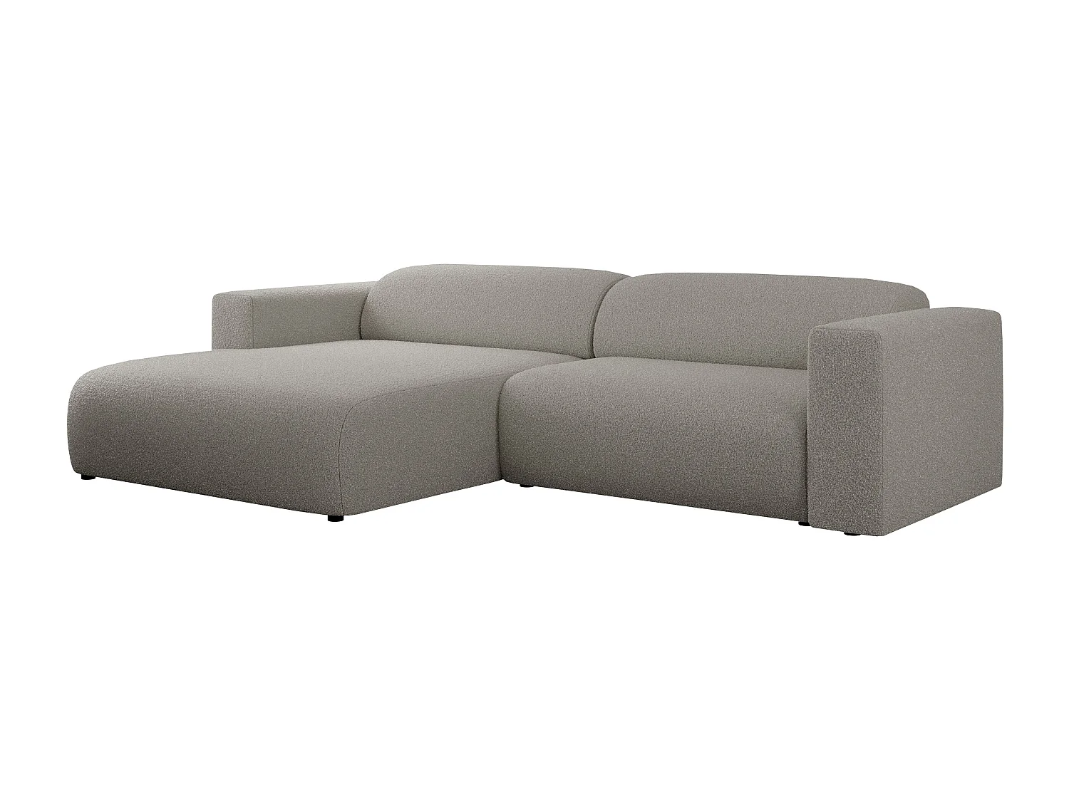 Ecksofa PASADENA - mit Armlehnen, Wohnlandschaft, freistehendes Sofa, große Ecke - Grau Boucle - Ecke Links