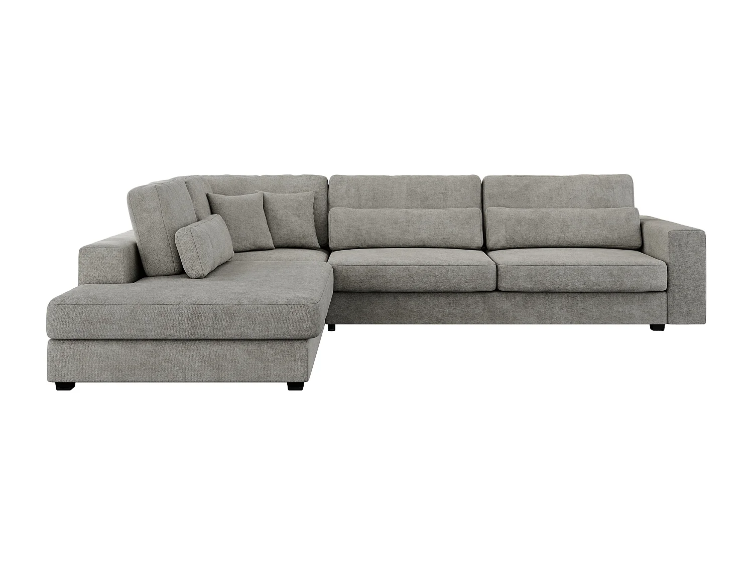 Ecksofa SAVONA - mit Armlehnen, lose Kissen, große L-förmige Ecke, Wohnlandschaft - Hellgrau Strukture - Ecke Links