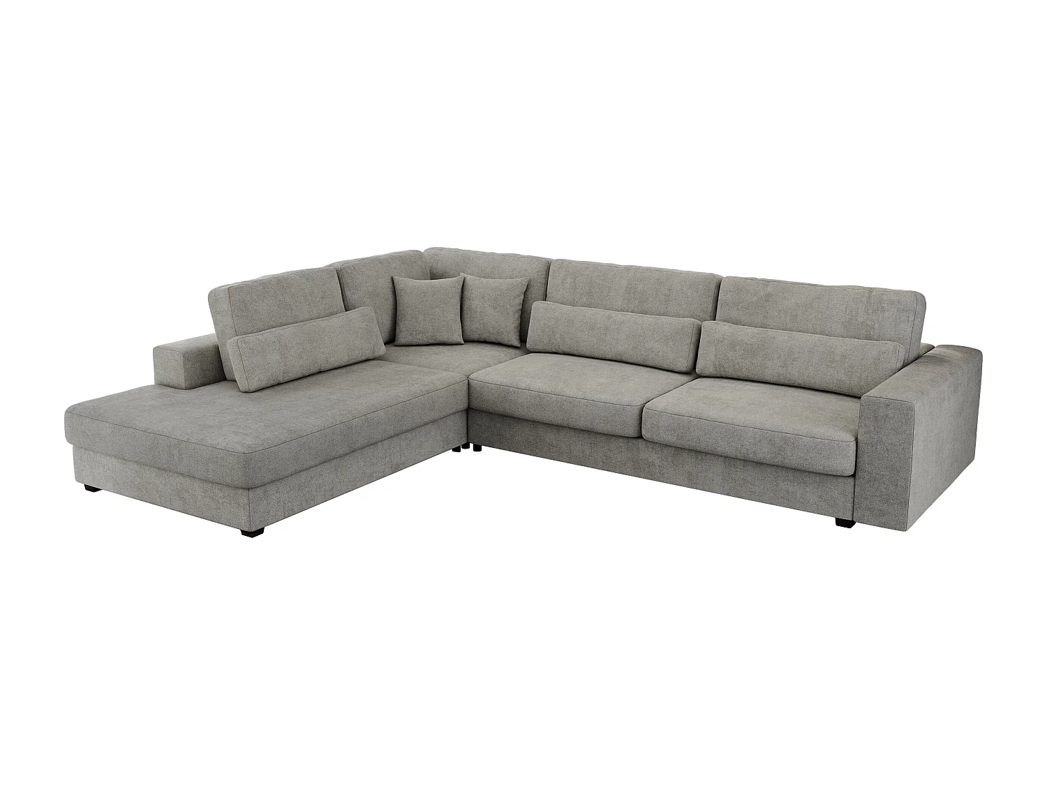 Ecksofa SAVONA - mit Armlehnen, lose Kissen, große L-förmige Ecke, Wohnlandschaft - Hellgrau Strukture - Ecke Links