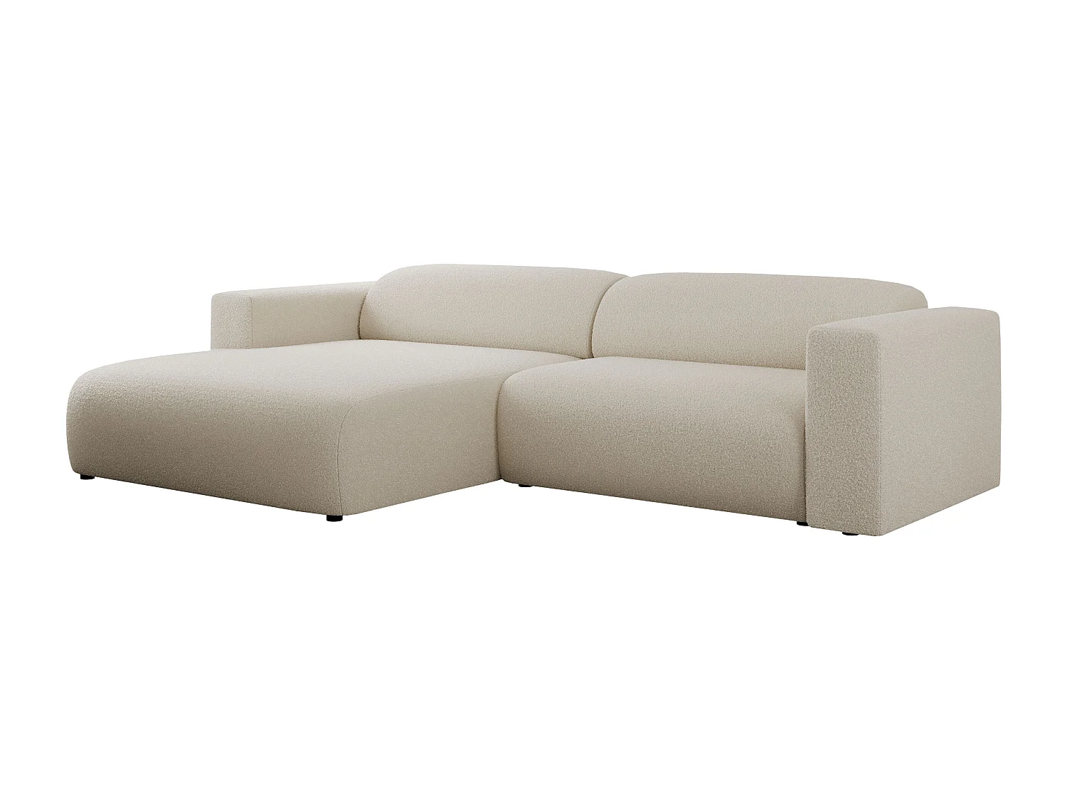 Ecksofa PASADENA - mit Armlehnen, Wohnlandschaft, freistehendes Sofa, große Ecke - Beige Boucle - Ecke Links