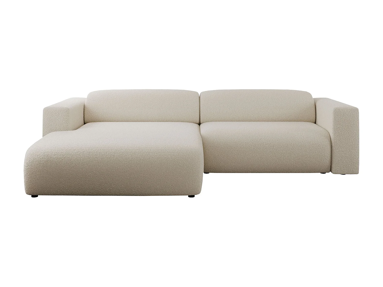 Ecksofa PASADENA - mit Armlehnen, Wohnlandschaft, freistehendes Sofa, große Ecke - Beige Boucle - Ecke Links