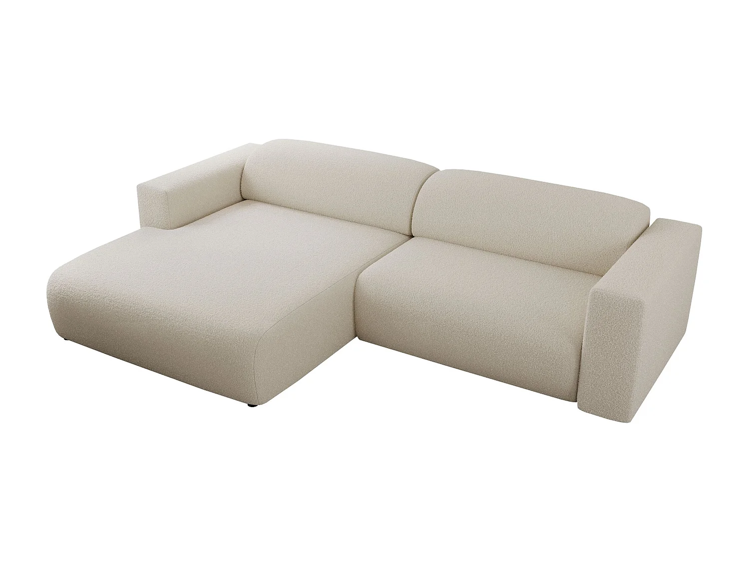 Ecksofa PASADENA - mit Armlehnen, Wohnlandschaft, freistehendes Sofa, große Ecke - Beige Boucle - Ecke Links