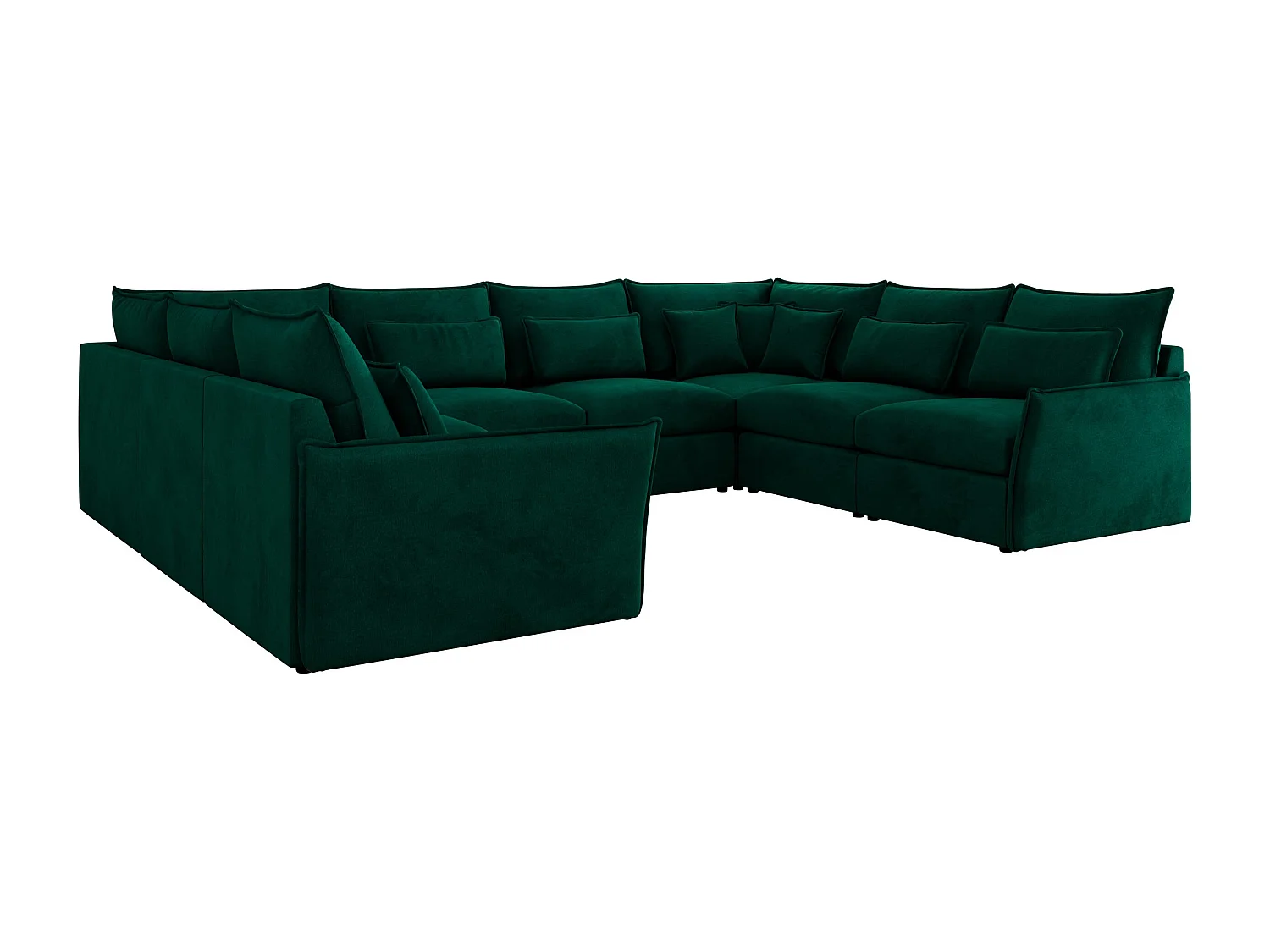 Ecksofa VERSO U8M - modulare U-förmige Ecke mit Armlehnen, Wohnlandschaft, Ecksofa XXL, lose Kissen - Dunkelgrün Velvet