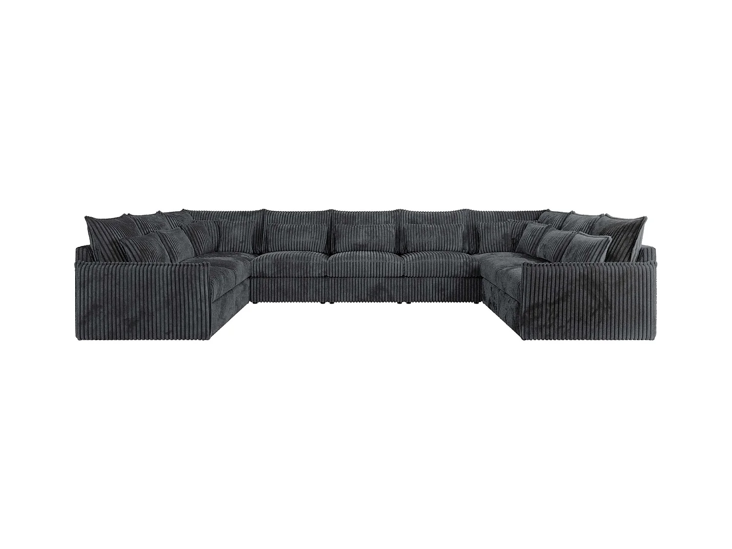 Ecksofa VERSO U9M - XXL Wohnlandschaft Ecke, modulare, Armlehnen und lose Kissen - Dunkelgrau Cord