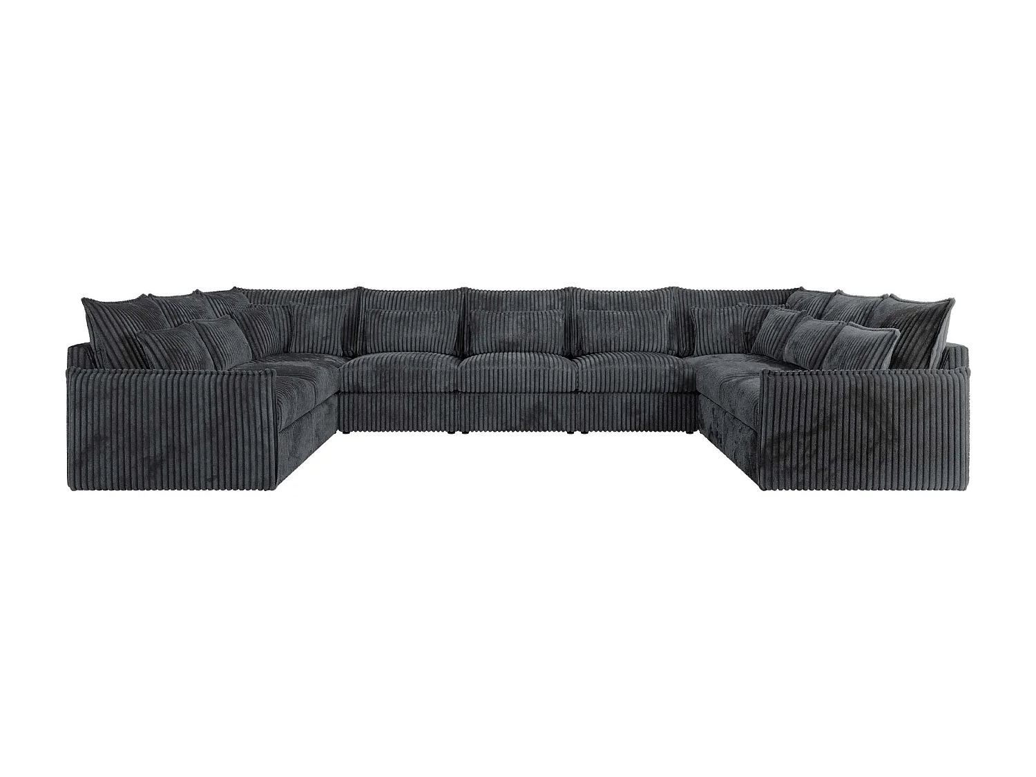 Ecksofa VERSO U9M - XXL Wohnlandschaft Ecke, modulare, Armlehnen und lose Kissen - Dunkelgrau Cord
