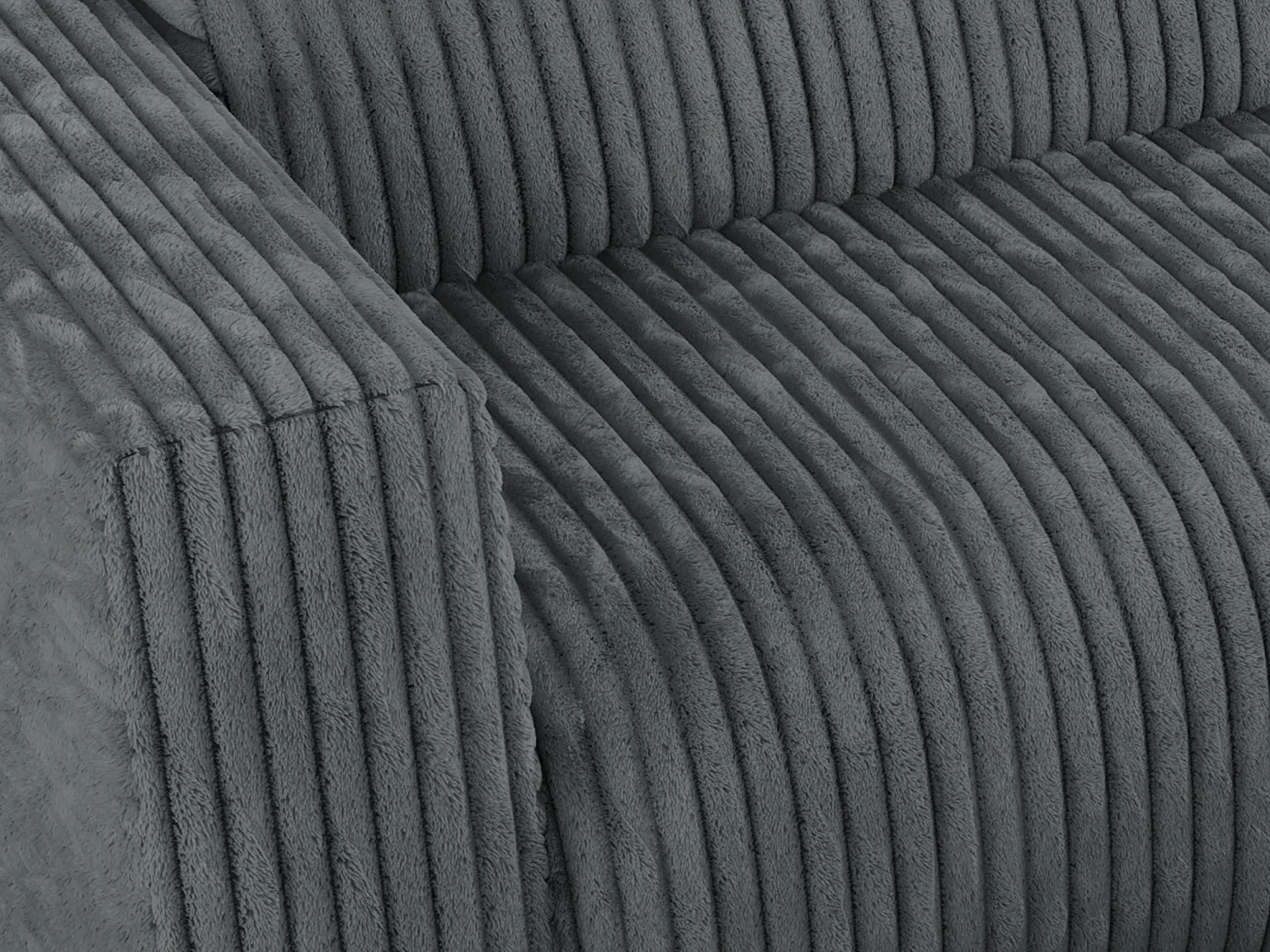 Ecksofa PASADENA - mit Armlehnen, Wohnlandschaft, freistehendes Sofa, große Ecke - Dunkelgrau Cord - Ecke Links