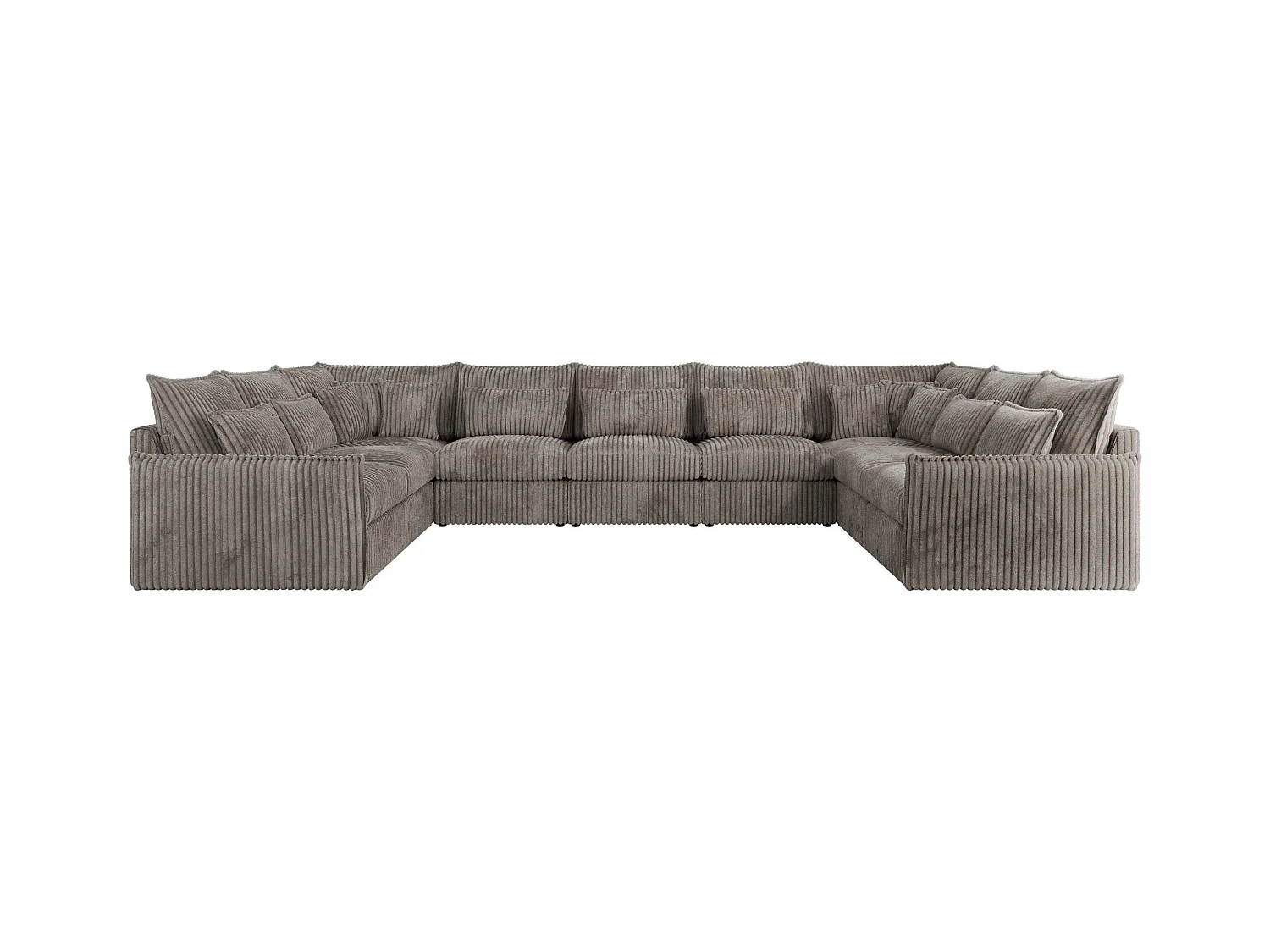 Ecksofa VERSO U9M - XXL Wohnlandschaft Ecke, modulare, Armlehnen und lose Kissen - Hellbraun Cord