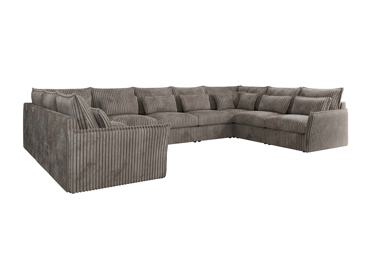 Ecksofa VERSO U9M - XXL Wohnlandschaft Ecke, modulare, Armlehnen und lose Kissen - Hellbraun Cord