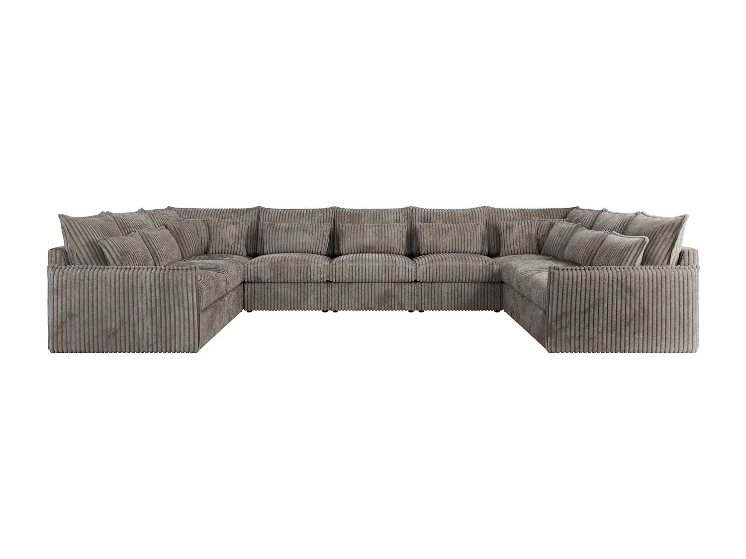 Ecksofa VERSO U9M - XXL Wohnlandschaft Ecke, modulare, Armlehnen und lose Kissen - Hellbraun Cord