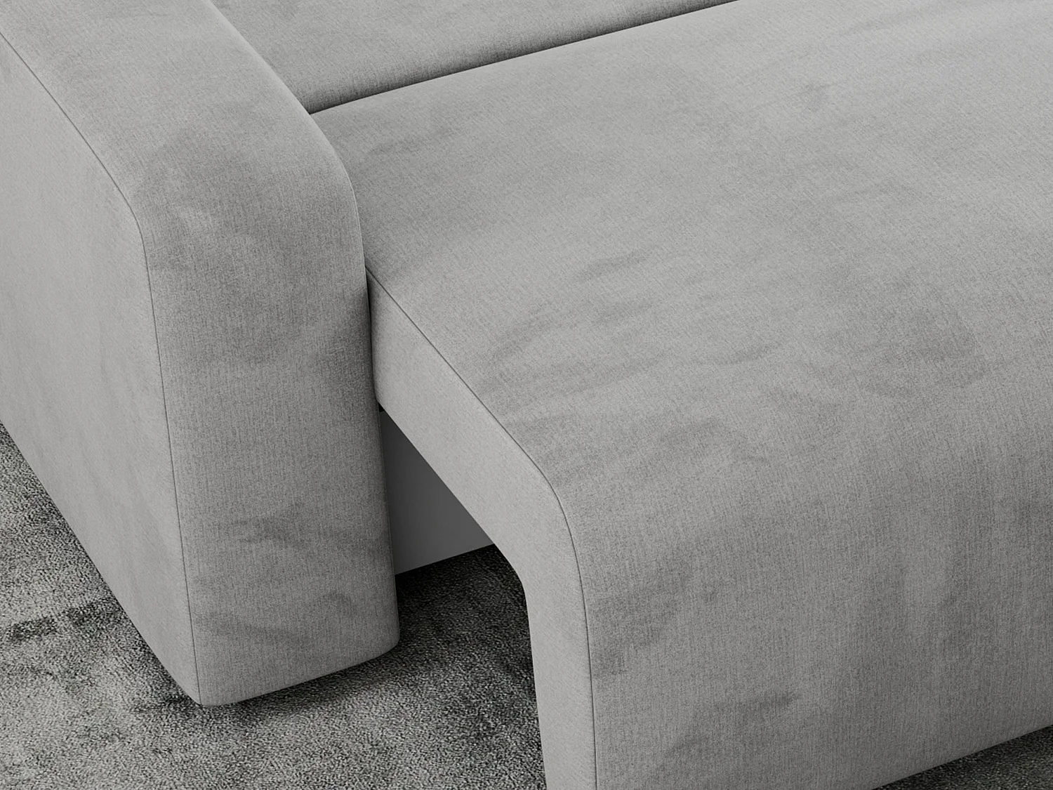 Ecksofa ARGOS - mit Schlaffunktion, Sofa mit armlehnen, Bettkasten, 3-Sitzer Sofa - Hellgrau Velvet