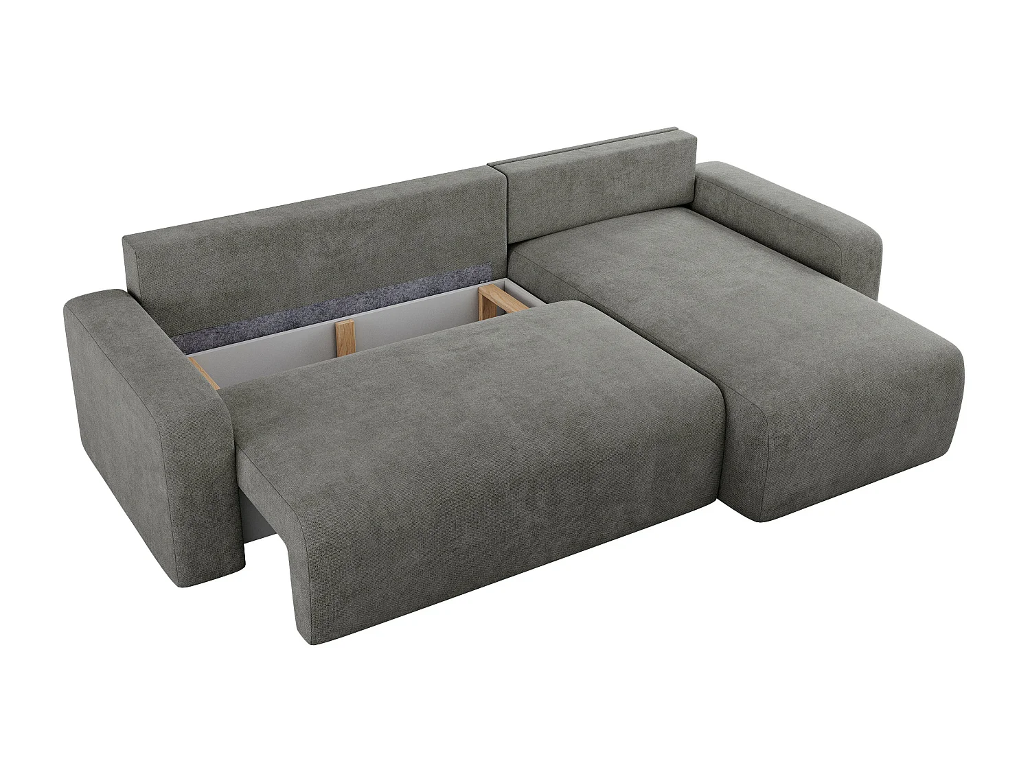 Ecksofa ARGOS - mit Schlaffunktion, Sofa mit armlehnen, Bettkasten, 3-Sitzer Sofa - Grau Stukture