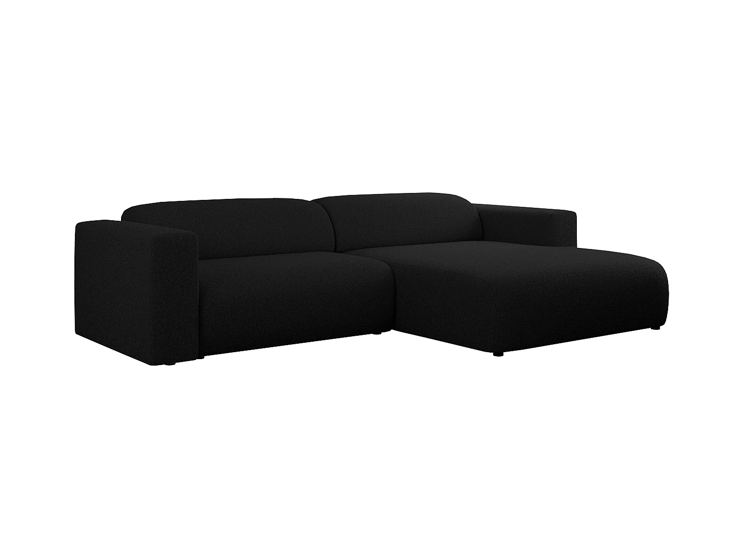 Ecksofa PASADENA - mit Armlehnen, Wohnlandschaft, freistehendes Sofa, große Ecke - Schwarz Boucle - Ecke Rechts