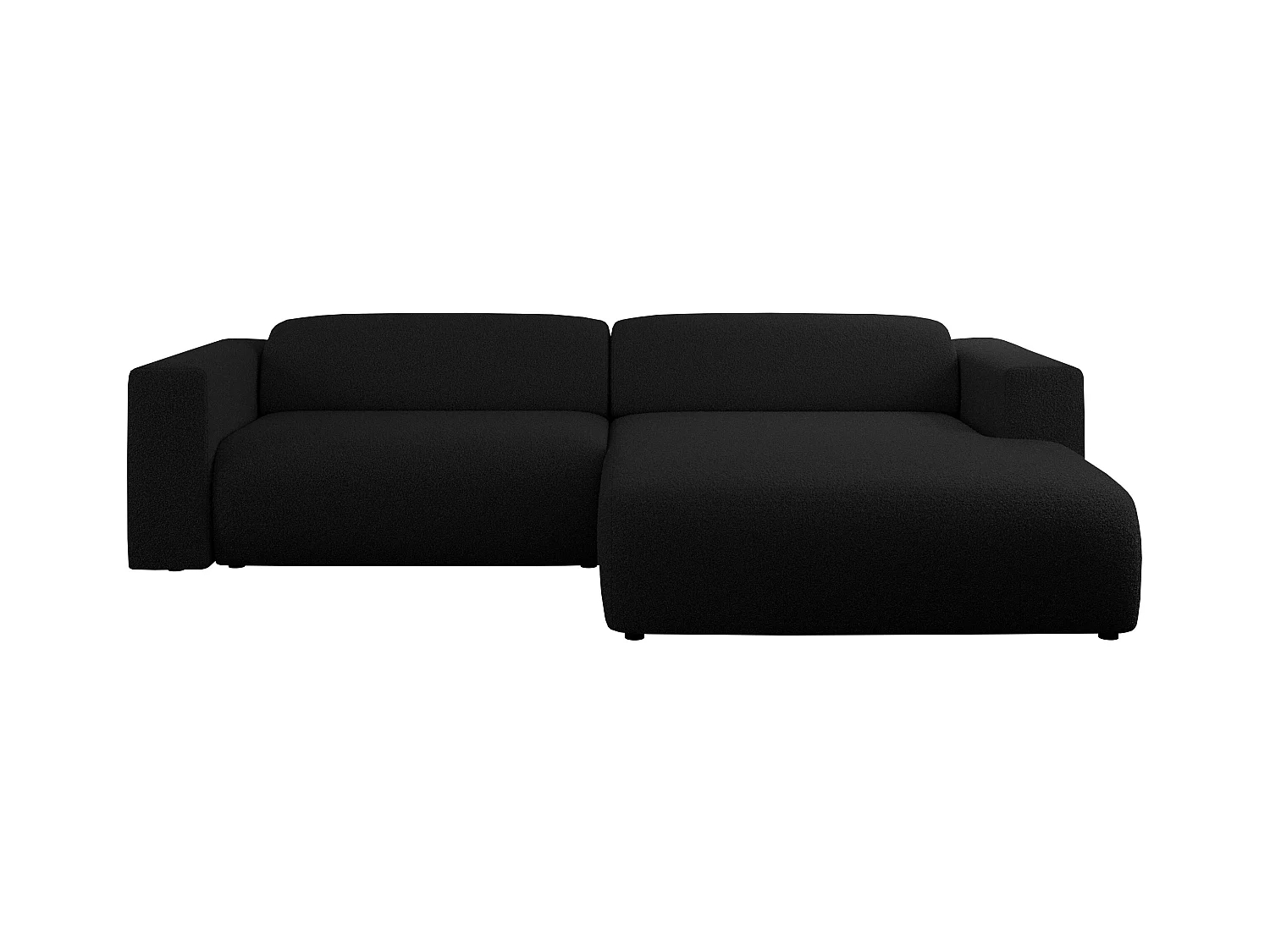 Ecksofa PASADENA - mit Armlehnen, Wohnlandschaft, freistehendes Sofa, große Ecke - Schwarz Boucle - Ecke Rechts