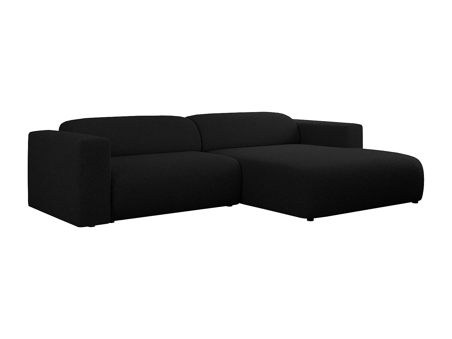 Ecksofa PASADENA - mit Armlehnen, Wohnlandschaft, freistehendes Sofa, große Ecke - Schwarz Boucle - Ecke Rechts
