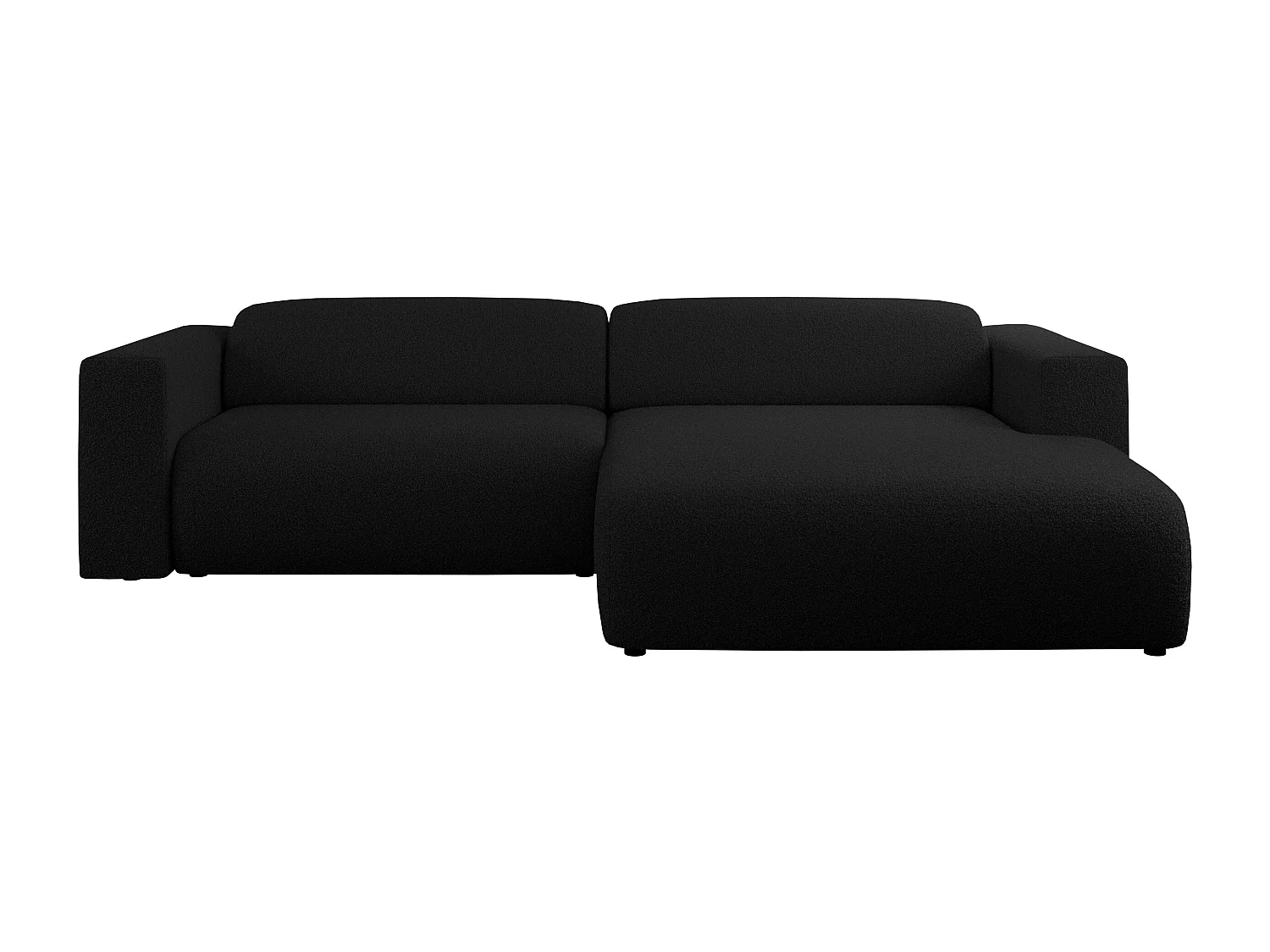 Ecksofa PASADENA - mit Armlehnen, Wohnlandschaft, freistehendes Sofa, große Ecke - Schwarz Boucle - Ecke Rechts