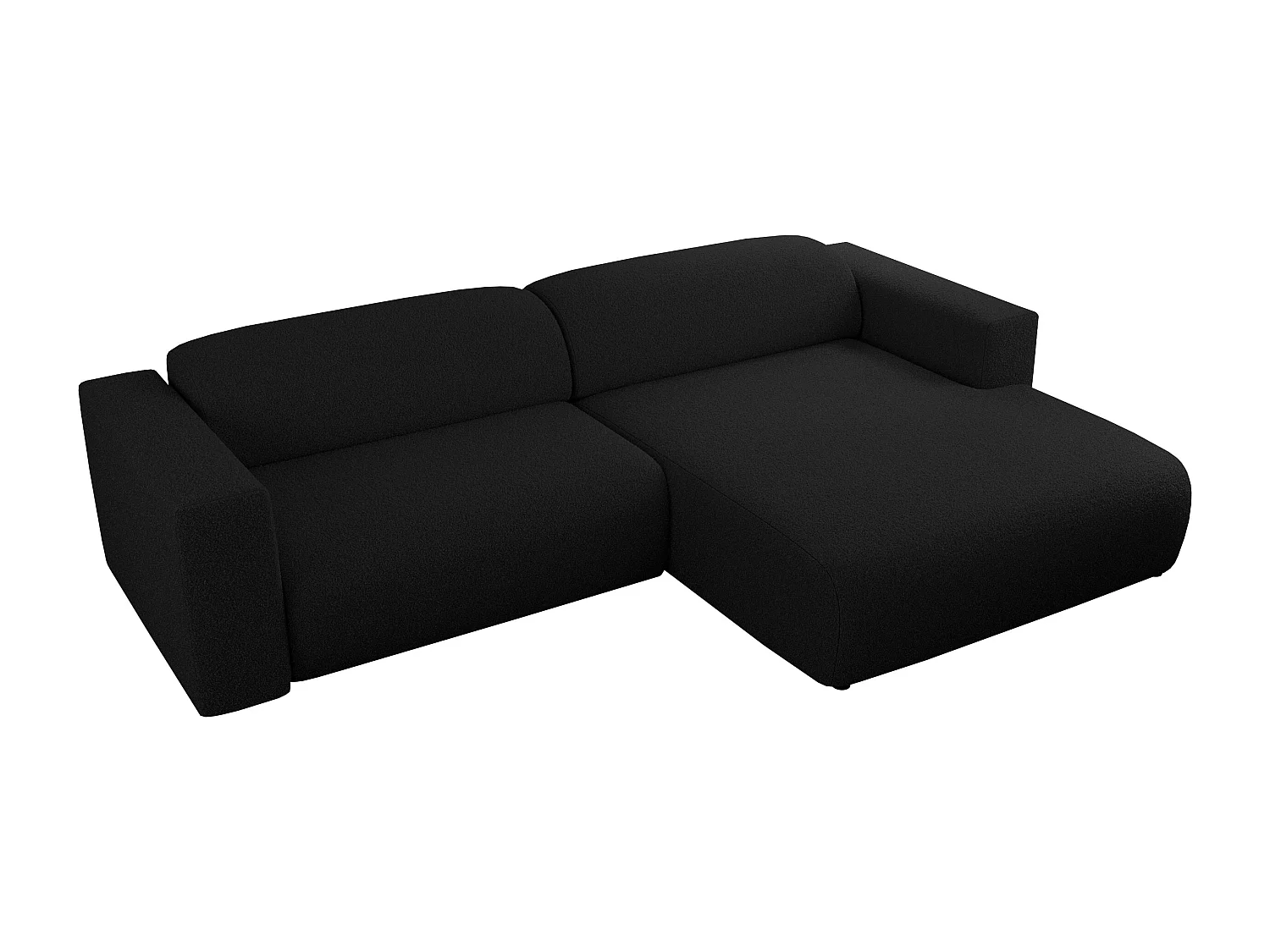 Ecksofa PASADENA - mit Armlehnen, Wohnlandschaft, freistehendes Sofa, große Ecke - Schwarz Boucle - Ecke Rechts