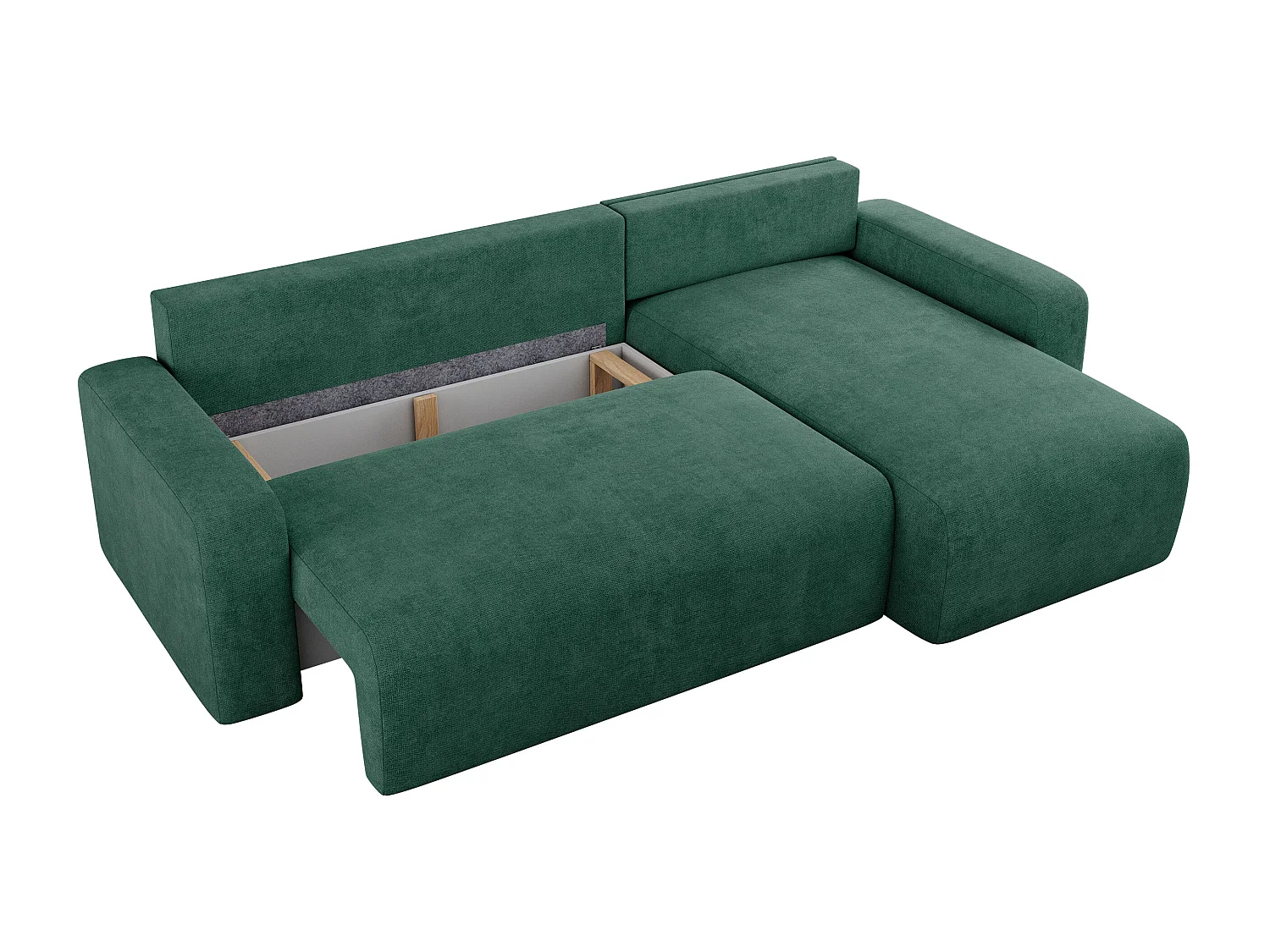 Ecksofa ARGOS - mit Schlaffunktion, Sofa mit armlehnen, Bettkasten, 3-Sitzer Sofa - Grün Stukture