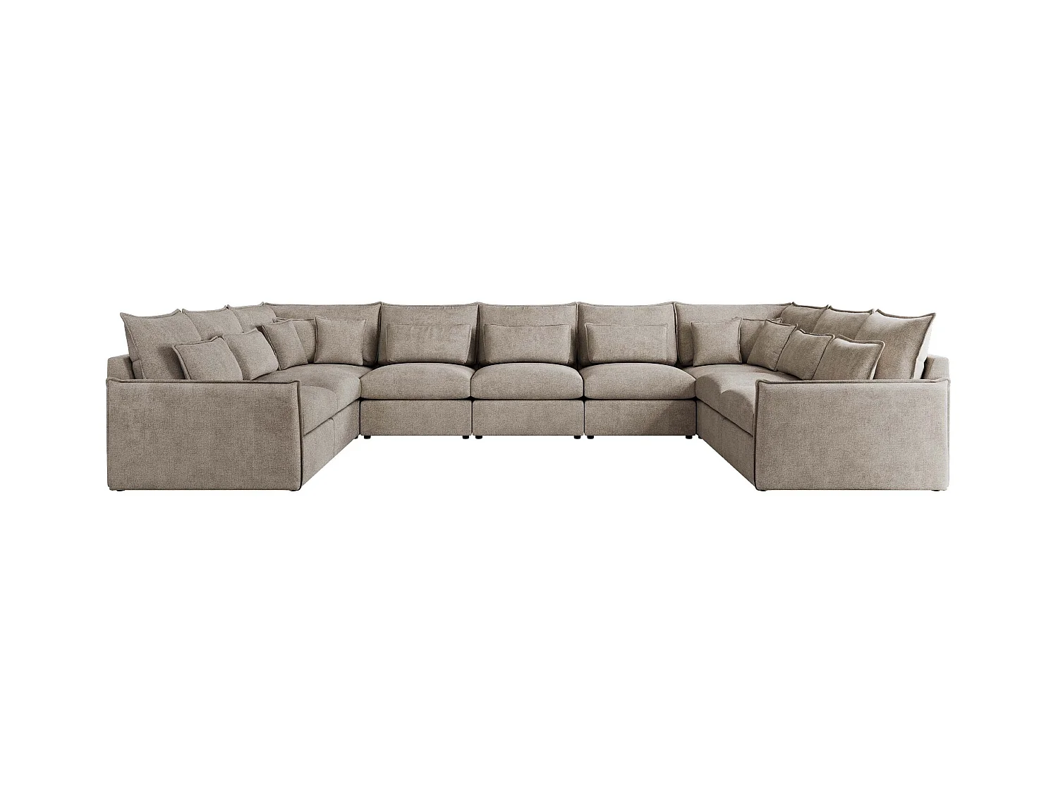 Ecksofa VERSO U9M - XXL Wohnlandschaft Ecke, modulare, Armlehnen und lose Kissen - Beige Strukture