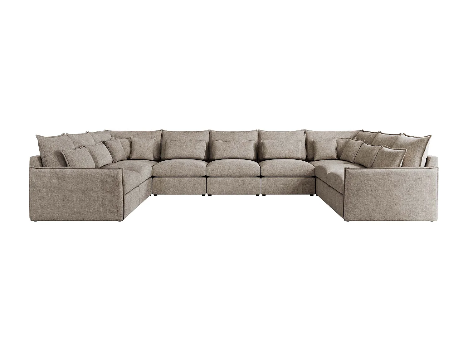 Ecksofa VERSO U9M - XXL Wohnlandschaft Ecke, modulare, Armlehnen und lose Kissen - Beige Strukture