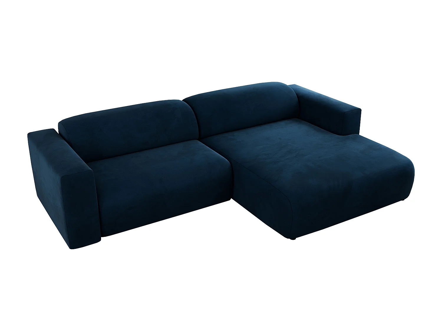 Ecksofa PASADENA - mit Armlehnen, Wohnlandschaft, freistehendes Sofa, große Ecke - Dunkelblau Velvet - Ecke Rechts