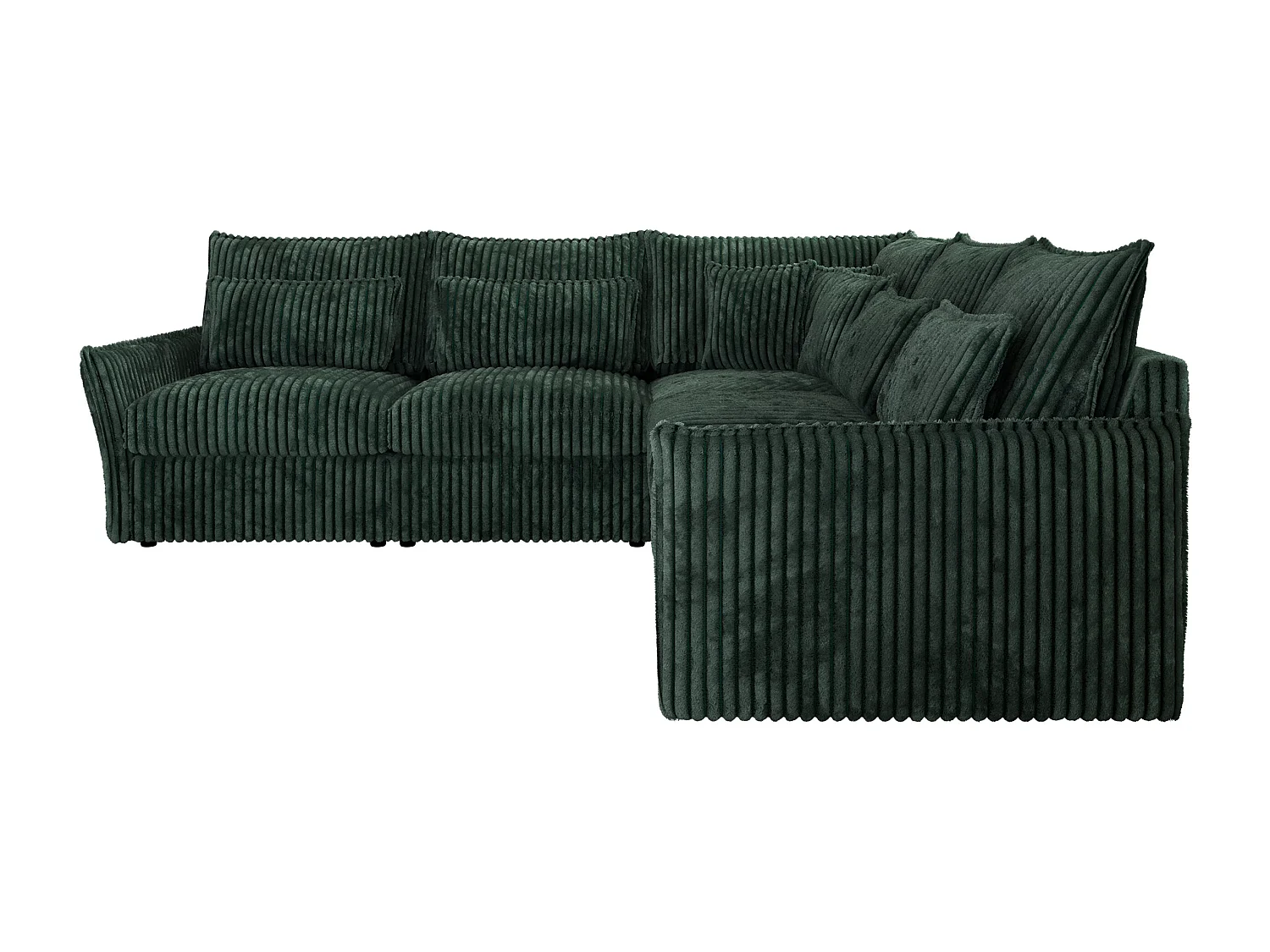 Ecksofa VERSO - modulare L-förmige Ecke, lose Kissen, Wohnlandschaft - Grün Cord