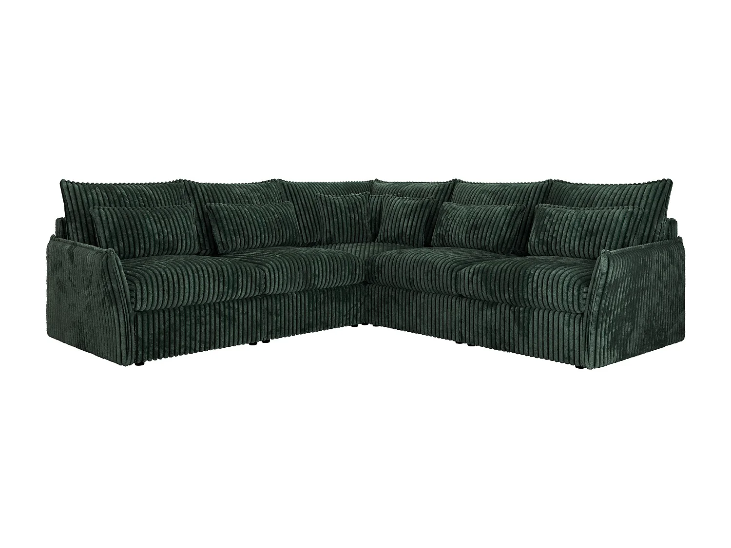 Ecksofa VERSO - modulare L-förmige Ecke, lose Kissen, Wohnlandschaft - Grün Cord