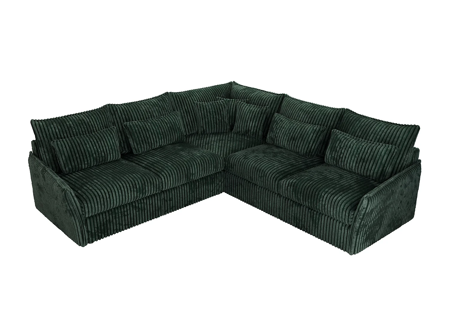 Ecksofa VERSO - modulare L-förmige Ecke, lose Kissen, Wohnlandschaft - Grün Cord