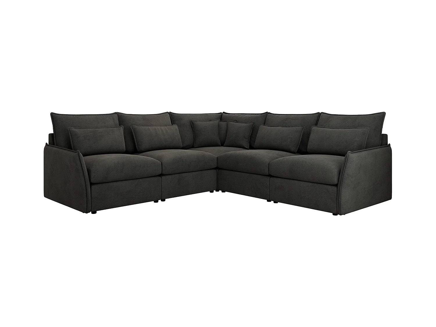 Ecksofa VERSO - modulare L-förmige Ecke, lose Kissen, Wohnlandschaft - Dunkelgrau Velvet