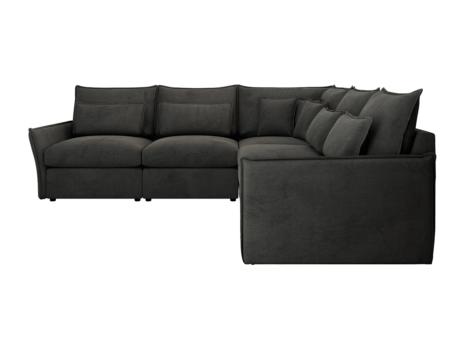 Ecksofa VERSO - modulare L-förmige Ecke, lose Kissen, Wohnlandschaft - Dunkelgrau Velvet