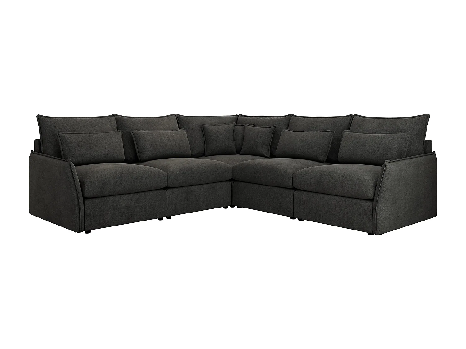 Ecksofa VERSO - modulare L-förmige Ecke, lose Kissen, Wohnlandschaft - Dunkelgrau Velvet