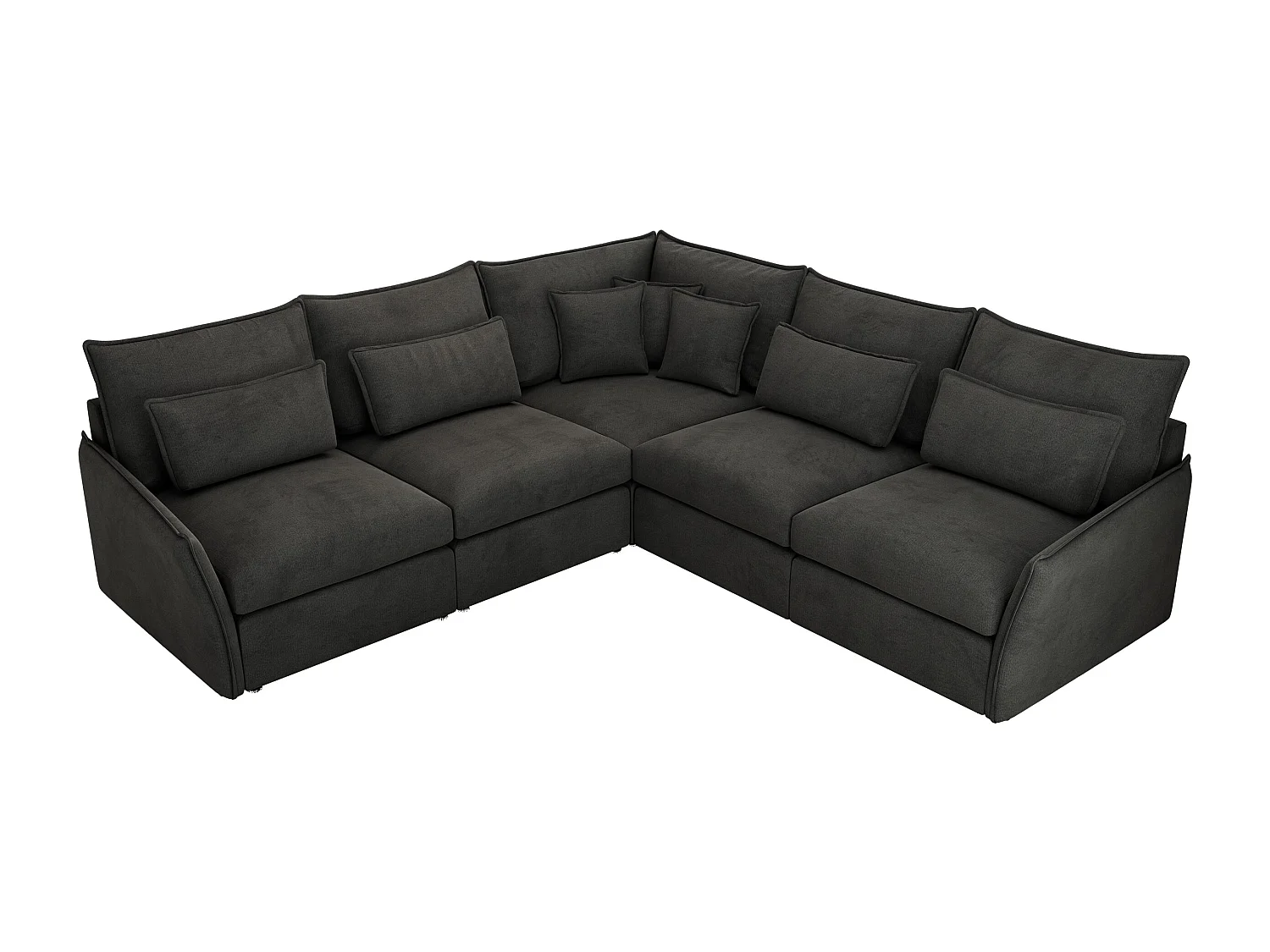 Ecksofa VERSO - modulare L-förmige Ecke, lose Kissen, Wohnlandschaft - Dunkelgrau Velvet