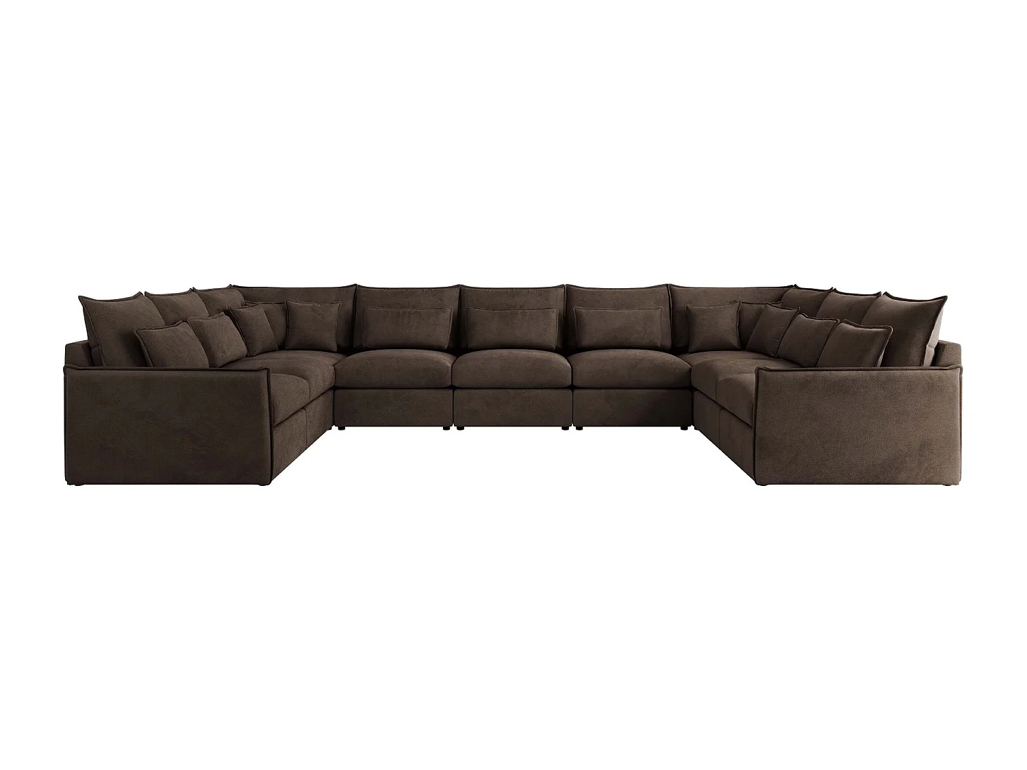 Ecksofa VERSO U9M - XXL Wohnlandschaft Ecke, modulare, Armlehnen und lose Kissen - Braun Velvet
