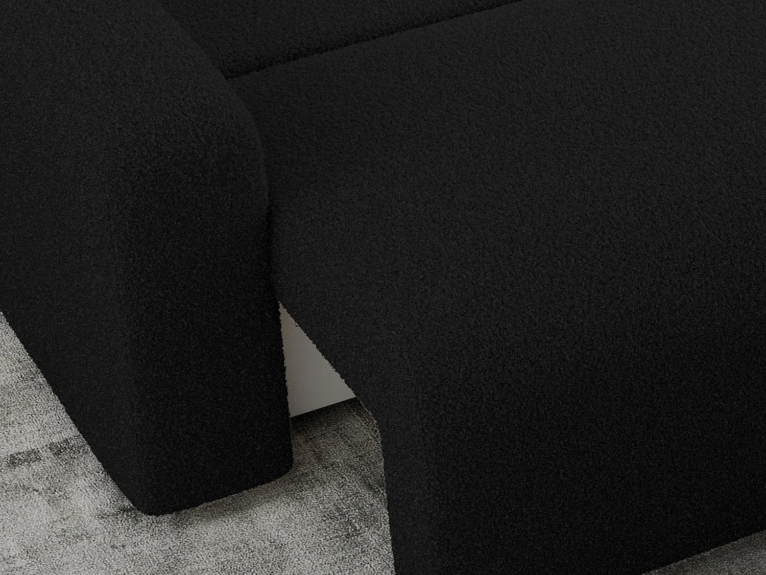 Ecksofa ARGOS - mit Schlaffunktion, Sofa mit armlehnen, Bettkasten, 3-Sitzer Sofa - Schwarz Boucle