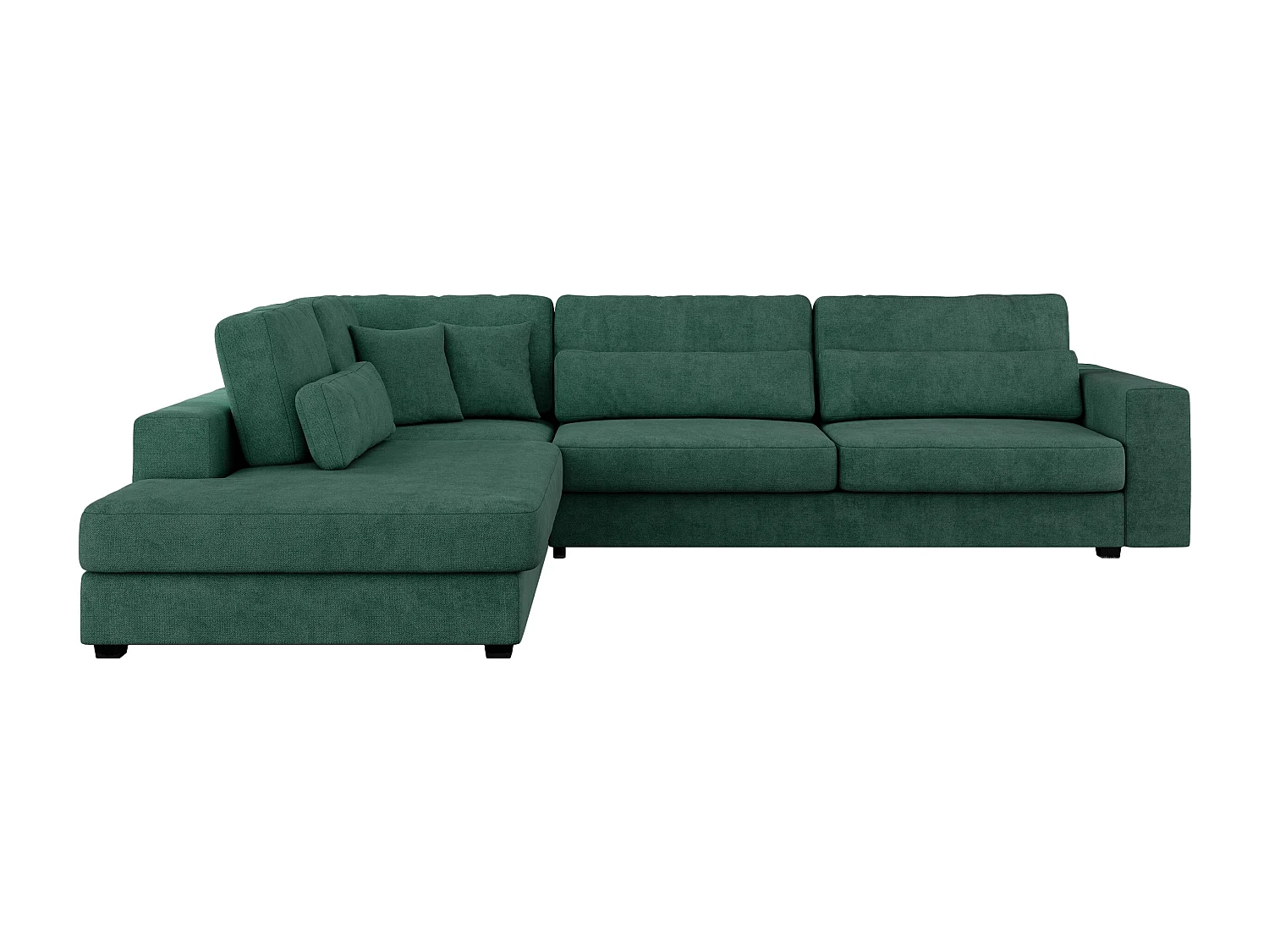 Ecksofa SAVONA - mit Armlehnen, lose Kissen, große L-förmige Ecke, Wohnlandschaft - Grün Strukture - Ecke Links