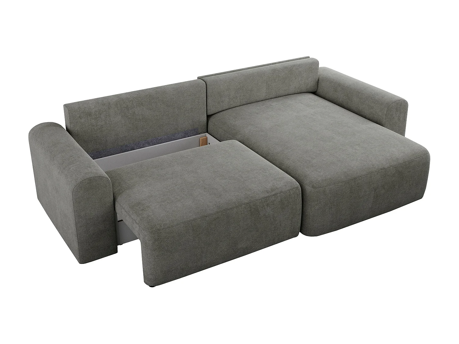 Ecksofa NELSON - Schlafcouch mit Armlehnen und Bettkasten, universelles L-förmige Ecksofa - Grau Stukture