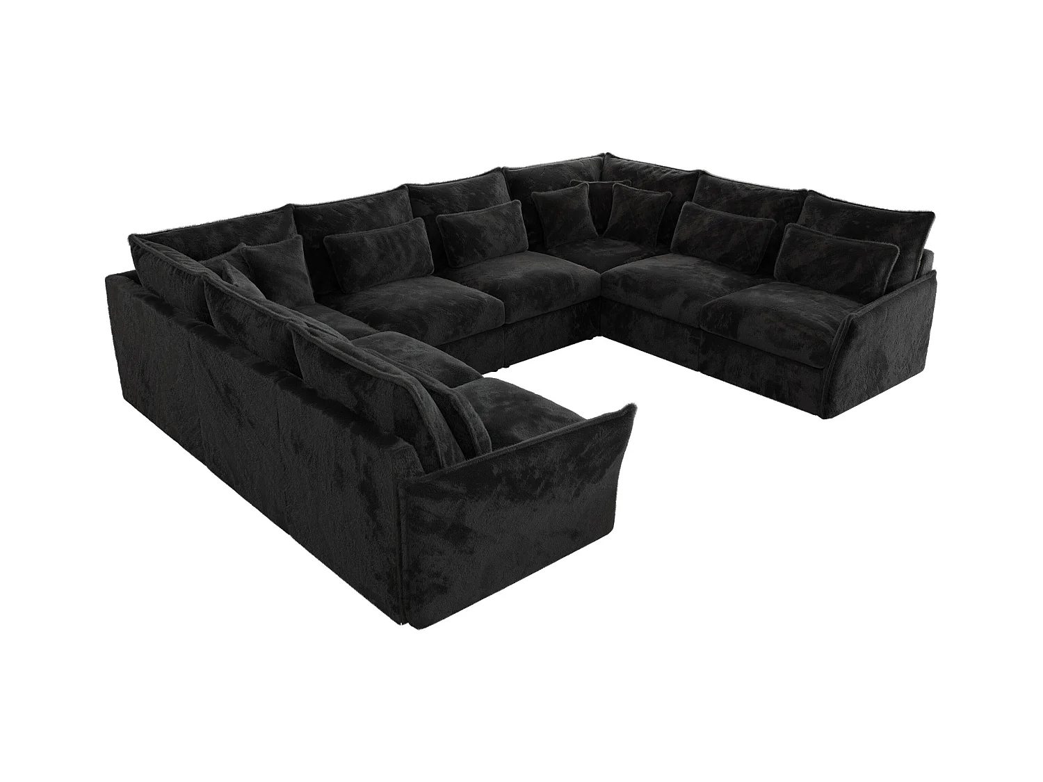 Ecksofa VERSO U8M - modulare U-förmige Ecke mit Armlehnen, Wohnlandschaft, Ecksofa XXL, lose Kissen - Dunkelgrau Plüsch