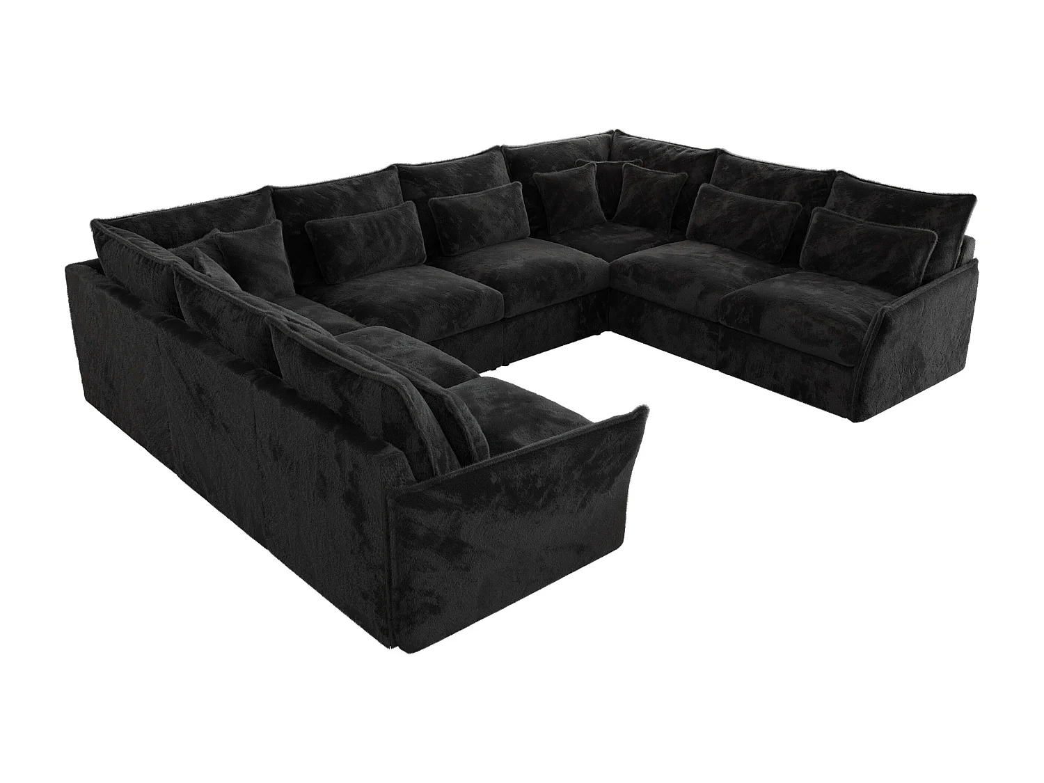 Ecksofa VERSO U8M - modulare U-förmige Ecke mit Armlehnen, Wohnlandschaft, Ecksofa XXL, lose Kissen - Dunkelgrau Plüsch